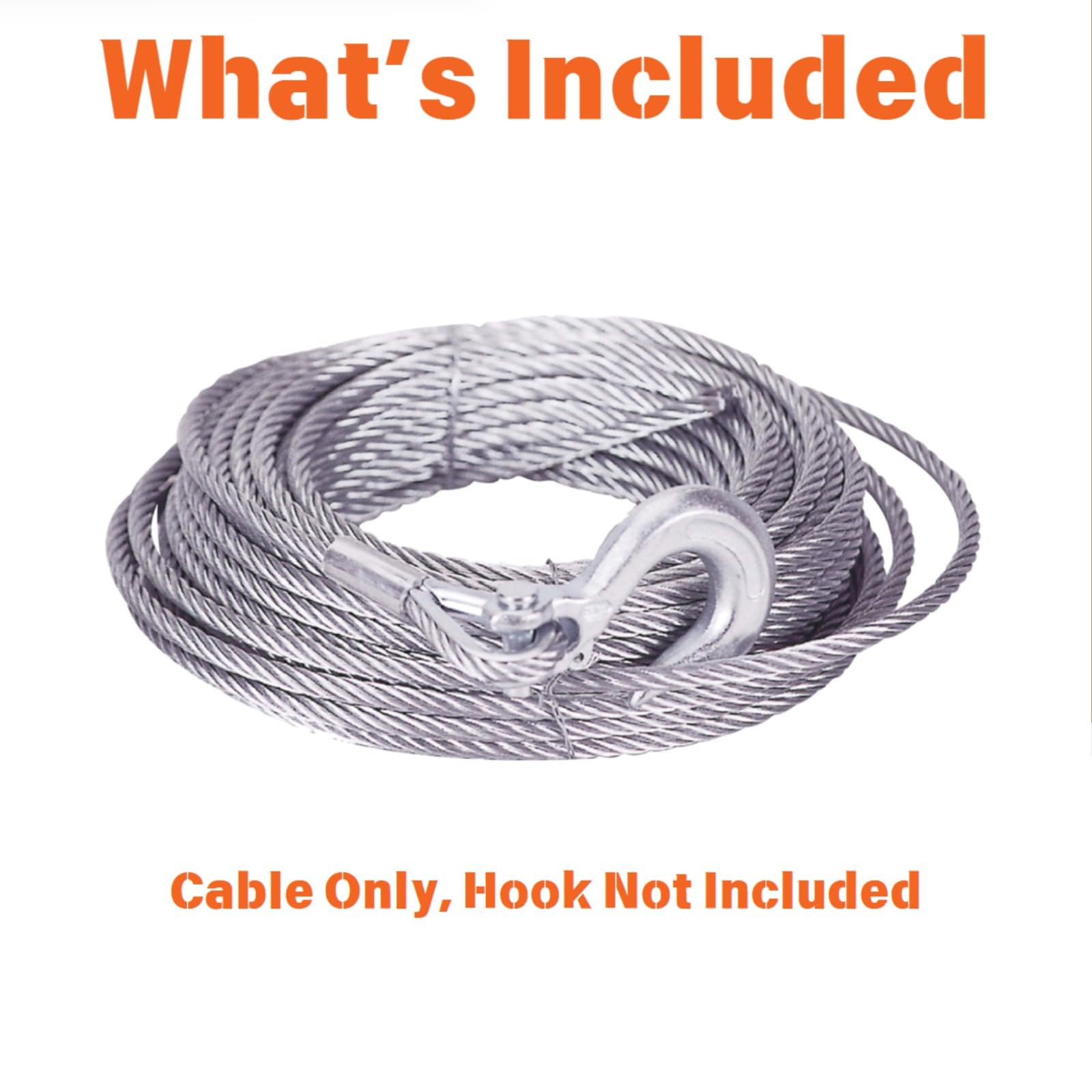 MILE MARKER Single 3/16" X 50' Cable for ATV UTV Use 19-501875-50 | 2,500 lb Weight Capacity | Engineered for Durability and Convenience | Galvanized Aircraft Cable | Hook Not Included