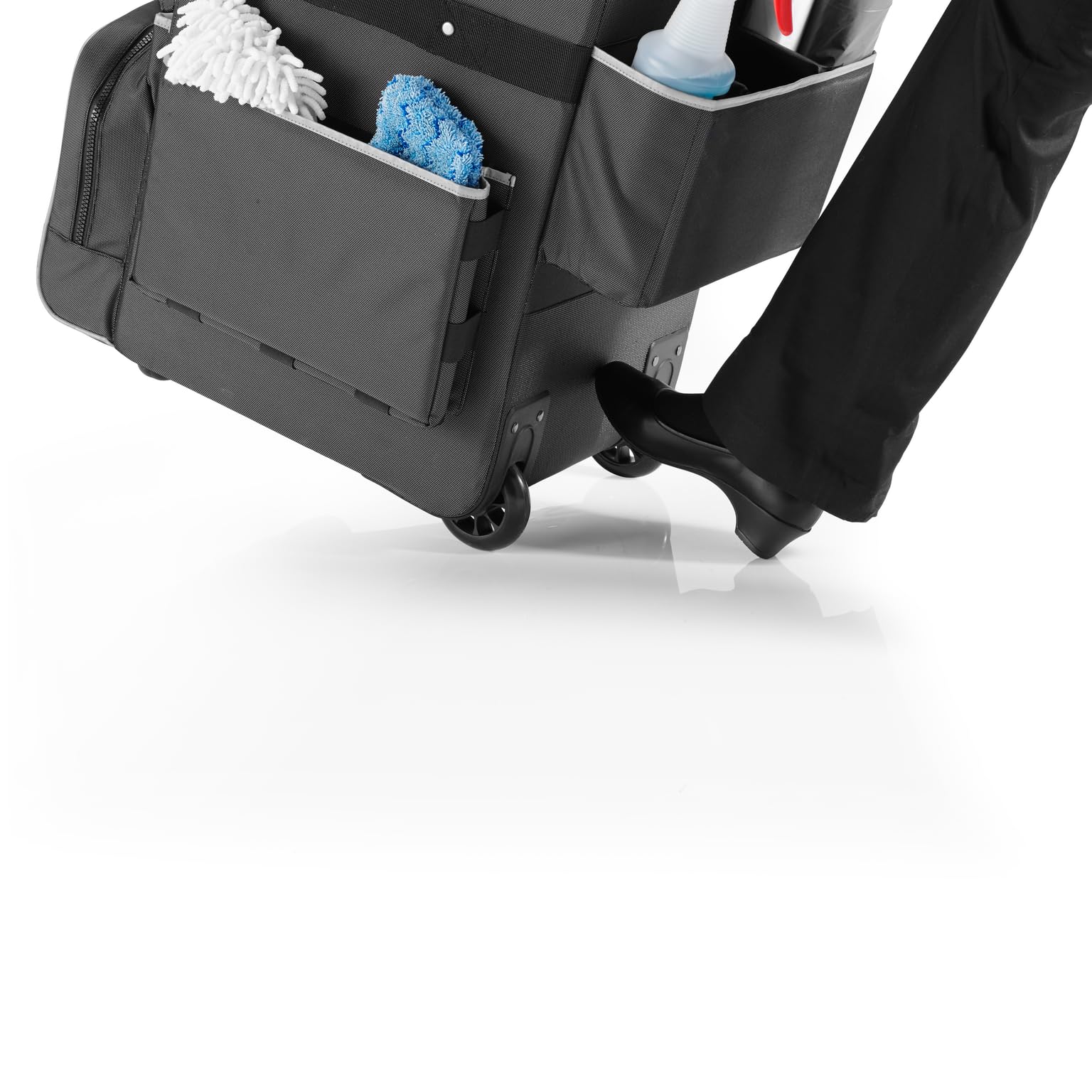 Rubbermaid Commercial Products Quick Carts Executive, Mobile/Travel Office Cart, Small, Dark Gray, for Housekeeper/Sales Rep/Medical Professionals/Home Healthcare/Teachers