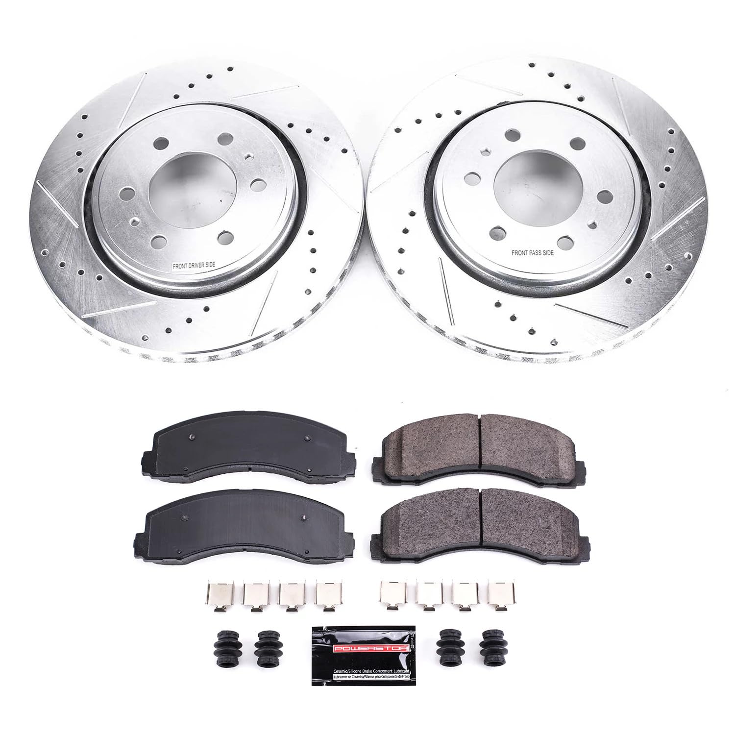 Brake Kit Power Stop For 2010-2021 Lincoln Navigator Ford Expedition | 2010 2011 2012 2013 2014-2020 Ford F-150 6 Lug Front Z23 Carbon-Fiber Ceramic Brake Pads and Drilled Slotted Rotors K3167