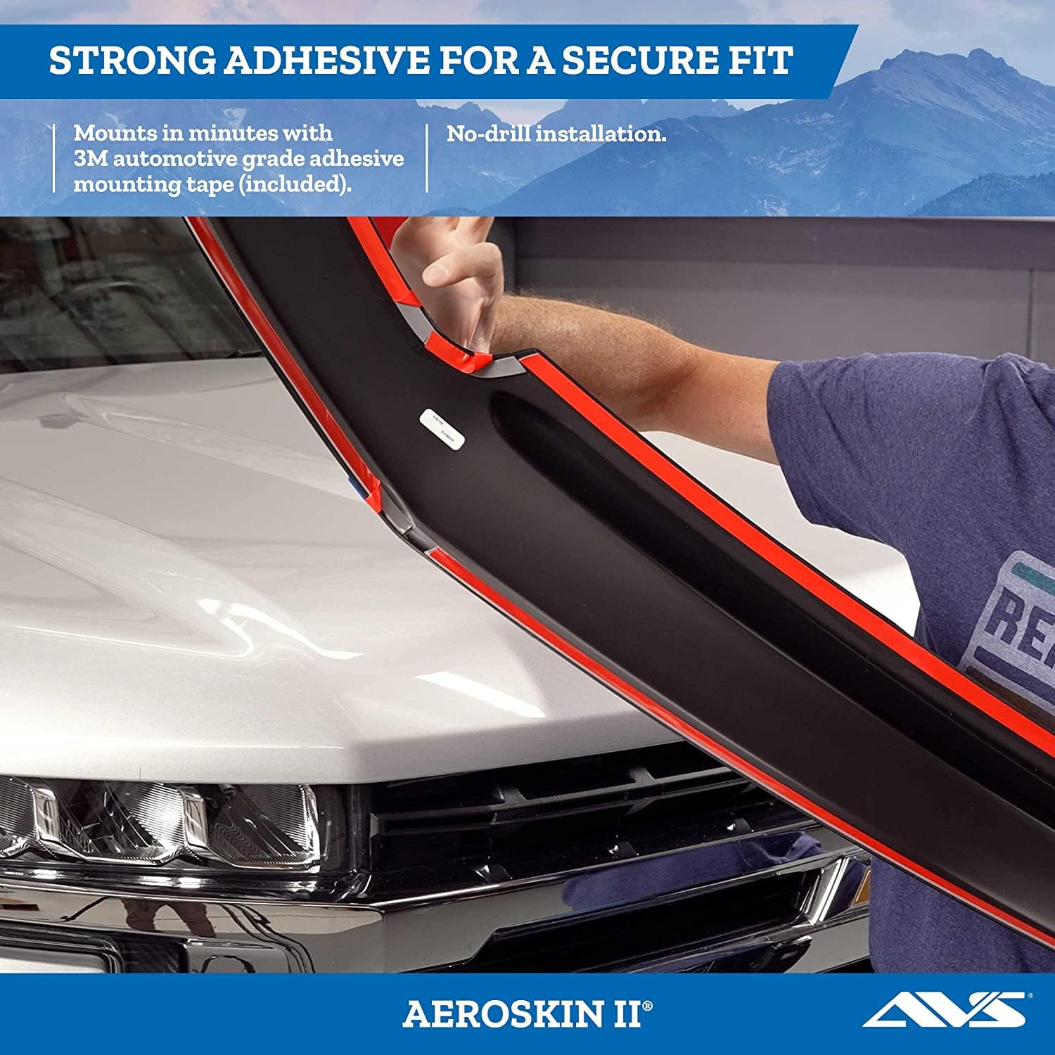 AVS Aeroskin II Hood Protector | Auto Ventshade Fits 2019-2023 Ford Ranger | Low Profile Deflector/Bug Shield - 1 pc., Textured Black | 436166