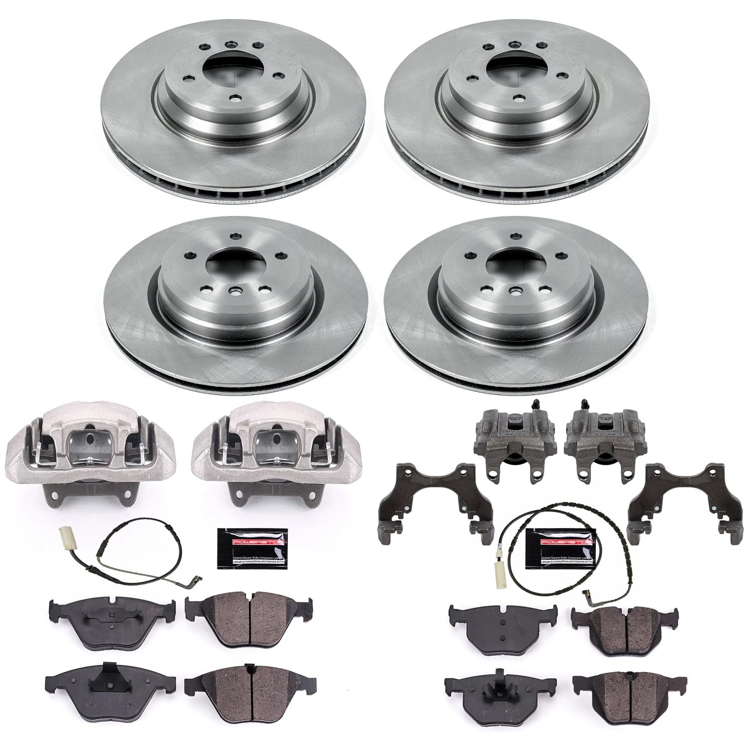 Power Stop KCOE5777 Autospeciality Front & Rear Brake Caliper Kit- Brake Rotors, Ceramic Brake Pads, Brake Calipers