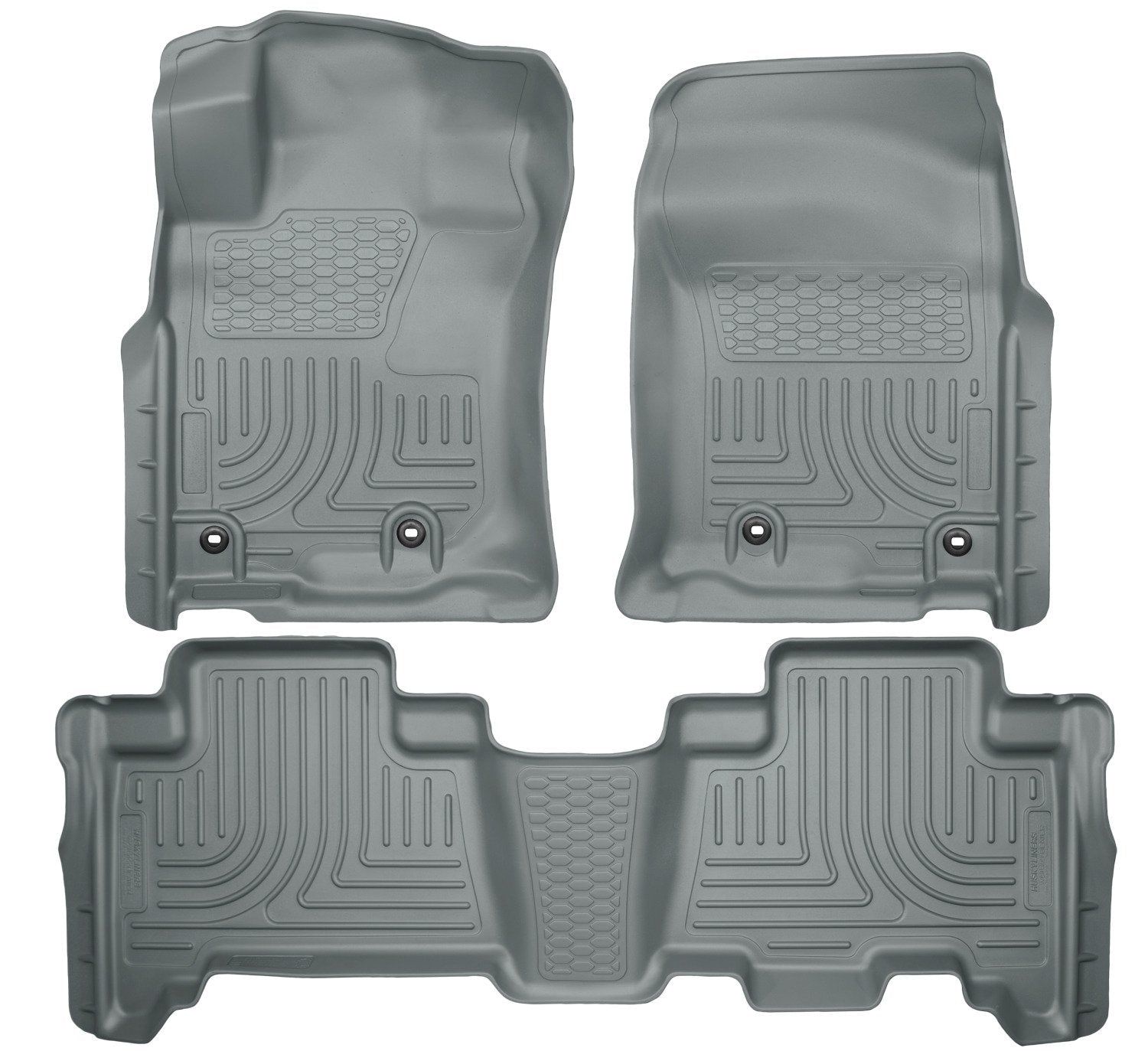 Weatherbeater Husky Liners Floor Mats | Fits 2013-2024 Toyota 4Runner; 2014-2024 Lexus GX460 | Front & 2nd Row, 3-pc Grey - 99572
