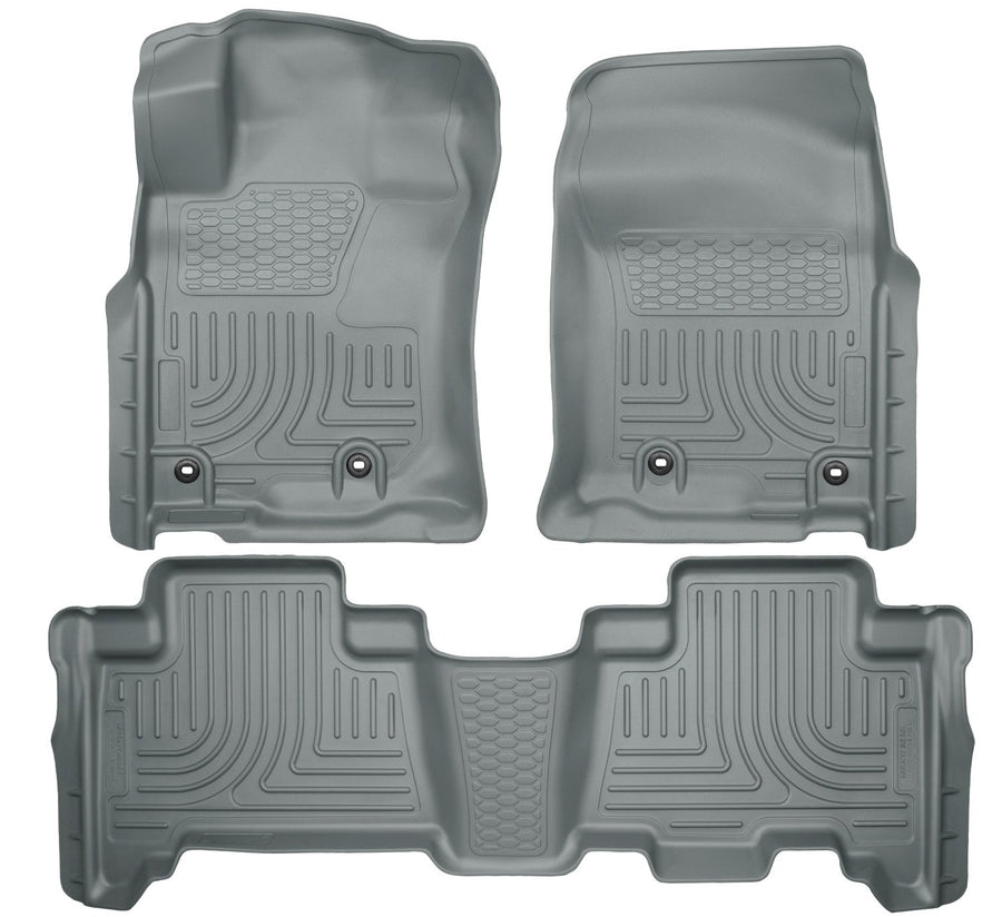 Weatherbeater Husky Liners Floor Mats | Fits 2013-2024 Toyota 4Runner; 2014-2024 Lexus GX460 | Front & 2nd Row, 3-pc Grey - 99572