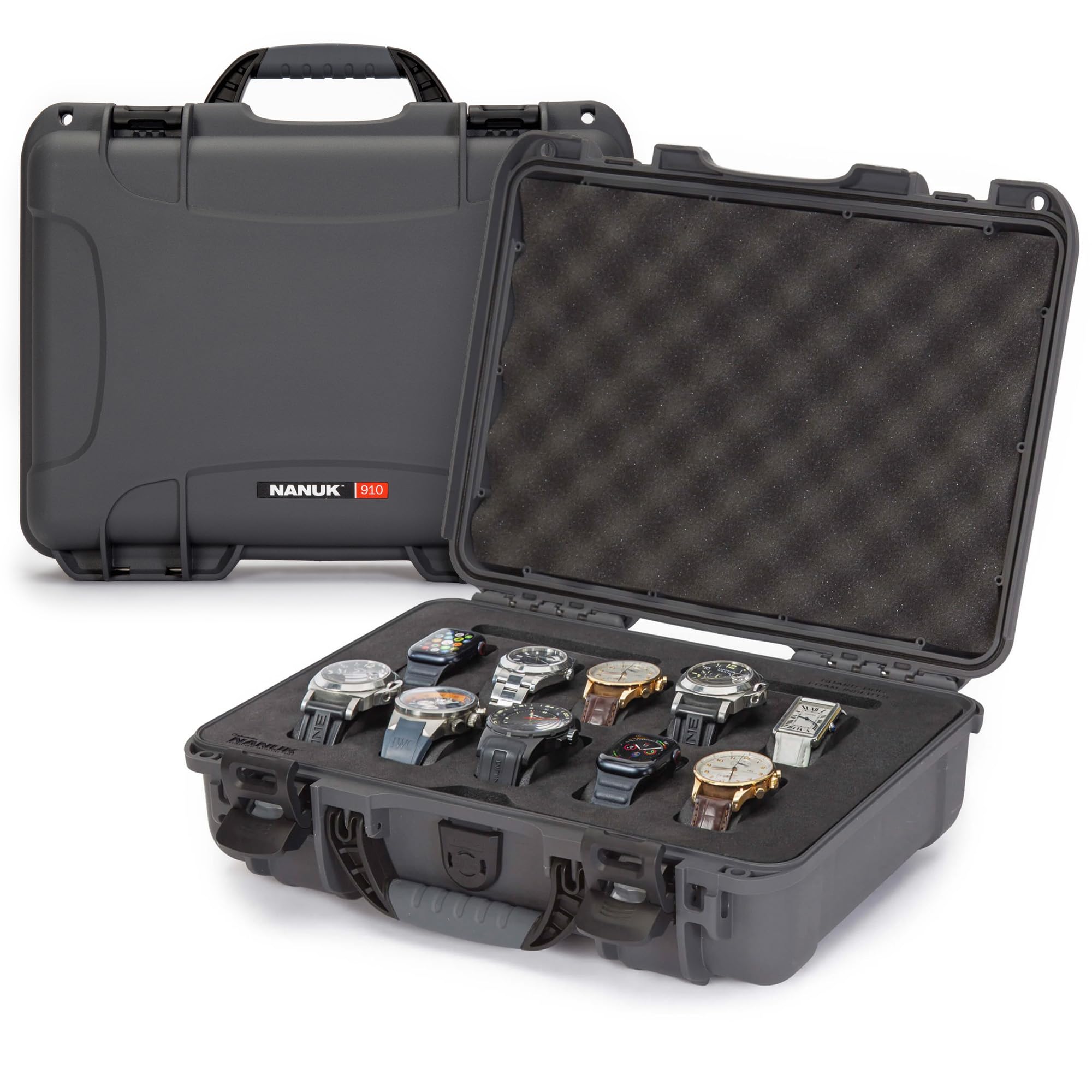 Graphite Nanuk 910 Waterproof Watch Case with Foam Insert