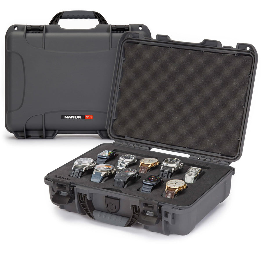 Graphite Nanuk 910 Waterproof Watch Case with Foam Insert