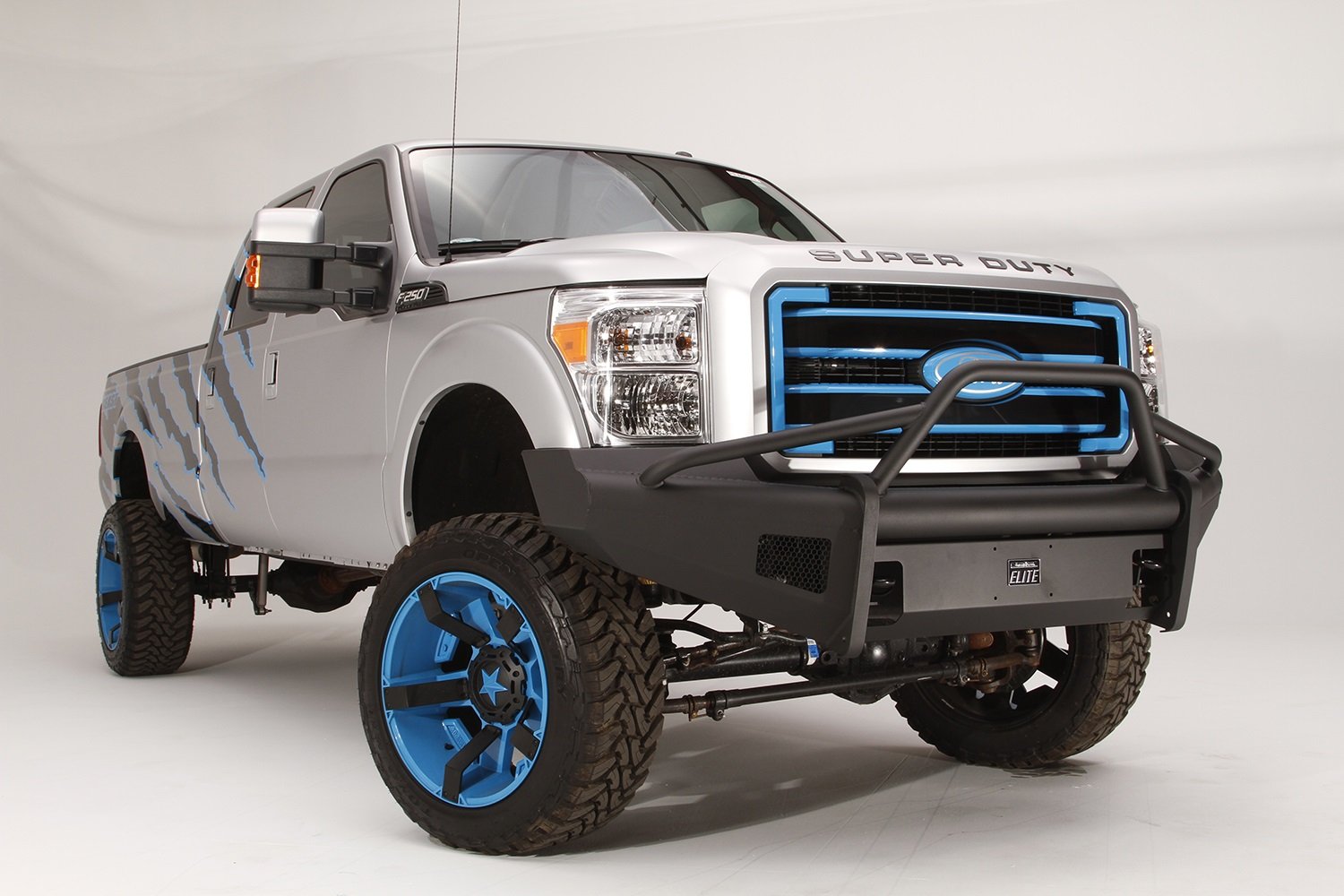 Fab Fours Elite Front Bumper FS08-Q1962-1 2 Stage Black Powder Coated w/Pre-Runner Grill Guard Incl. Light Cut-Outs