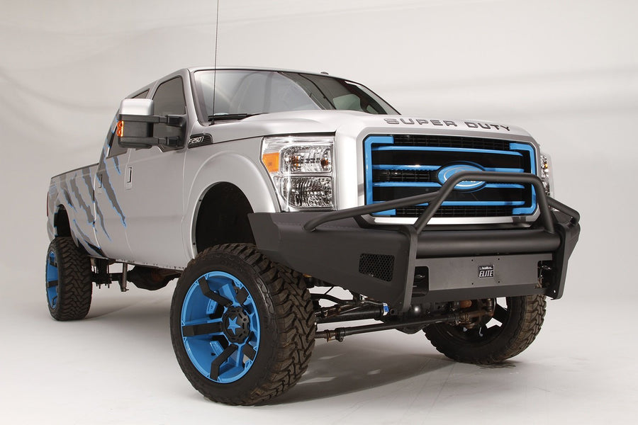 Fab Fours Elite Front Bumper FS08-Q1962-1 2 Stage Black Powder Coated w/Pre-Runner Grill Guard Incl. Light Cut-Outs