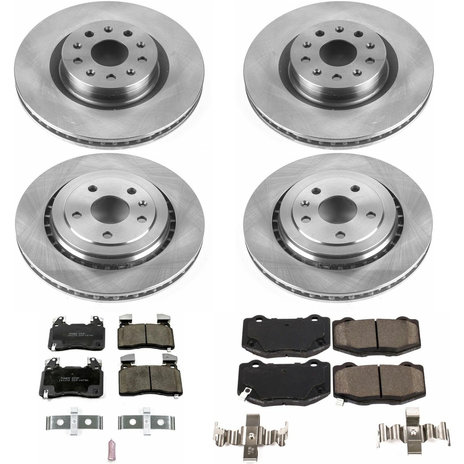 Power Stop Autospecialty KOE7226 Front and Rear Replacement Brake Kit-OE Brake Rotors & Ceramic Brake Pads For 2016 2017 2018 2019 2020 2021 Chevy Camaro SS [Models with 4 Piston Front Caliper]