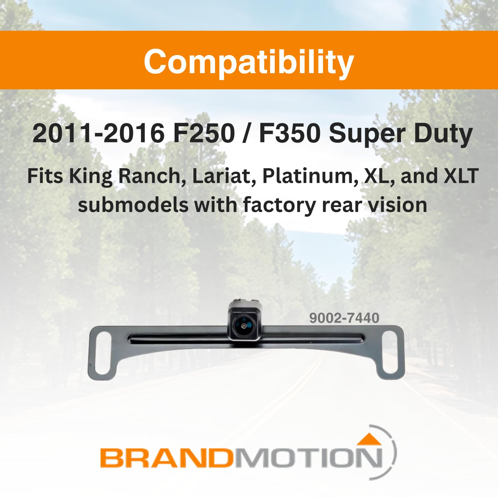 Factory Tailgate Harness Brandmotion 9002-7440 with Dual Mount Camera fits 2011-2016 F250 F350 Super Duty with Factory Rear Vision | Waterproof Case with Anti-Fog Lens | Easy Install
