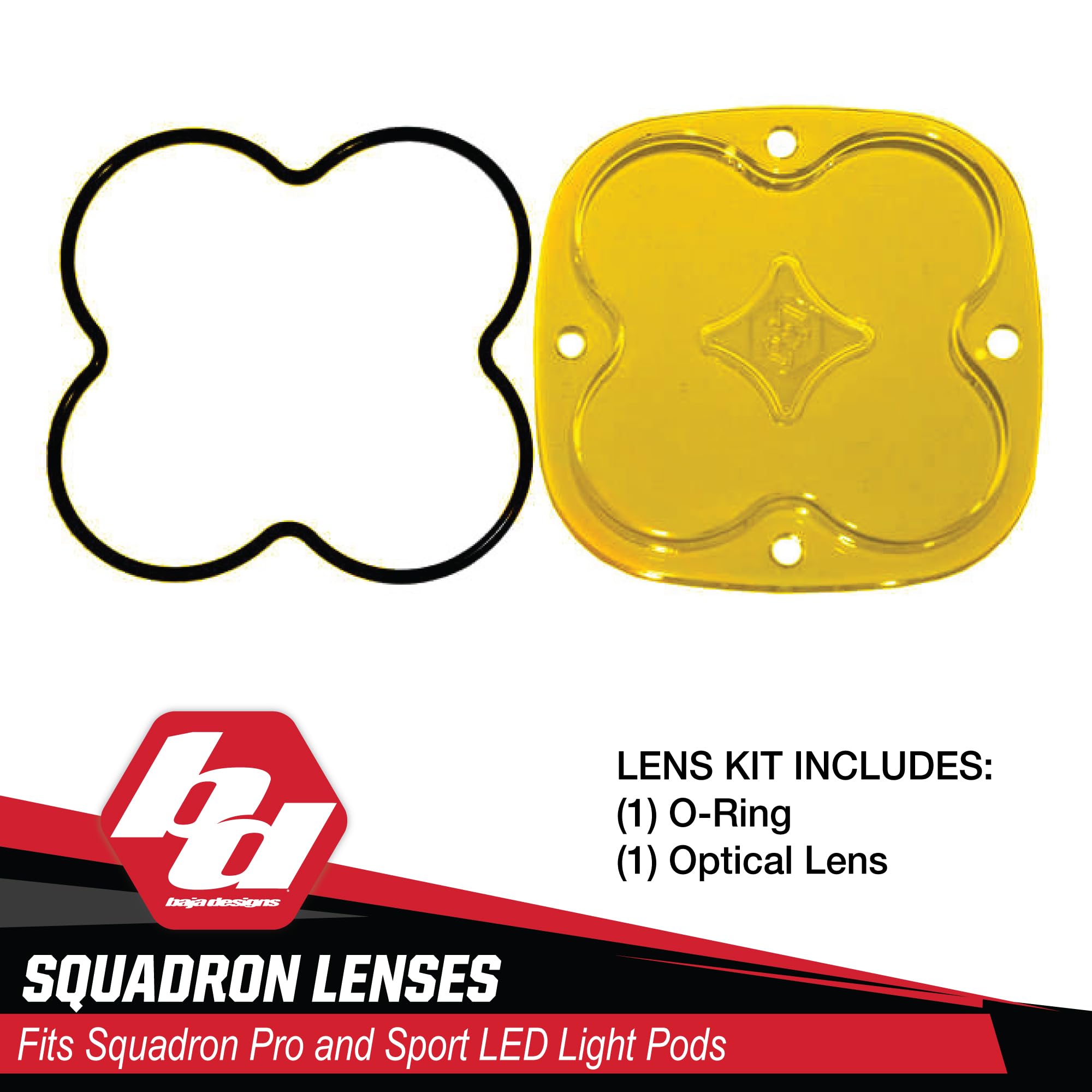 Baja Designs Lens Kit for LED Light Squadron Pro and Sport - Optical Lens with Silicone O-Ring, Easy Installation, Waterproof, Dustproof (Spot Beam, Baja Amber)