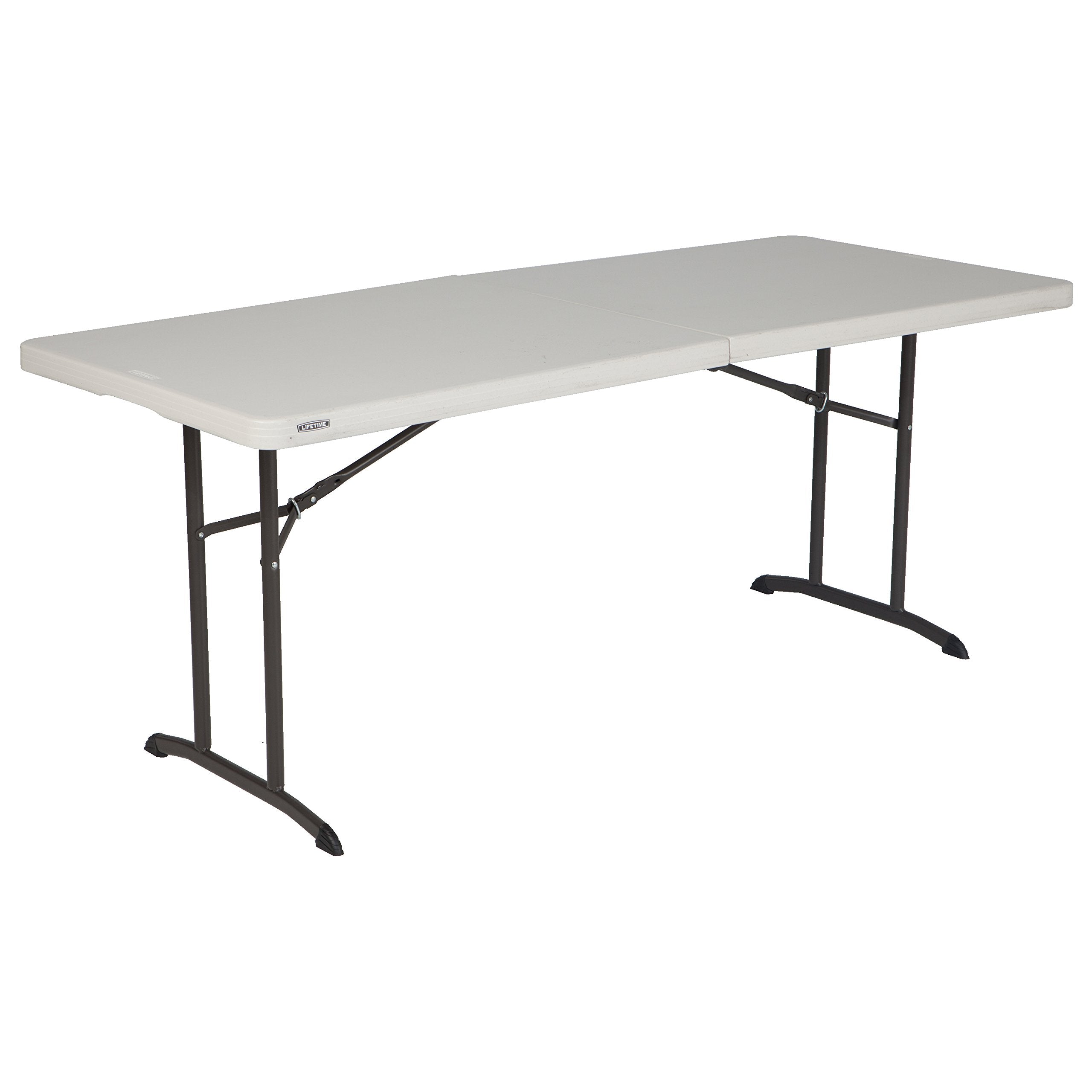 Commercial LIFETIME Fold-in-Half Table, 6-Foot, Almond