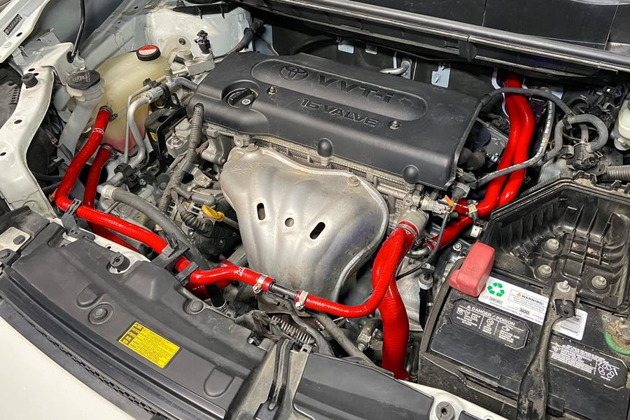 HPS Performance Red Silicone Radiator, Coolant Heater, And Expansion Tank Hoses Compatible for 2008-2015 Scion xB 2.4L, 57-2149-RED