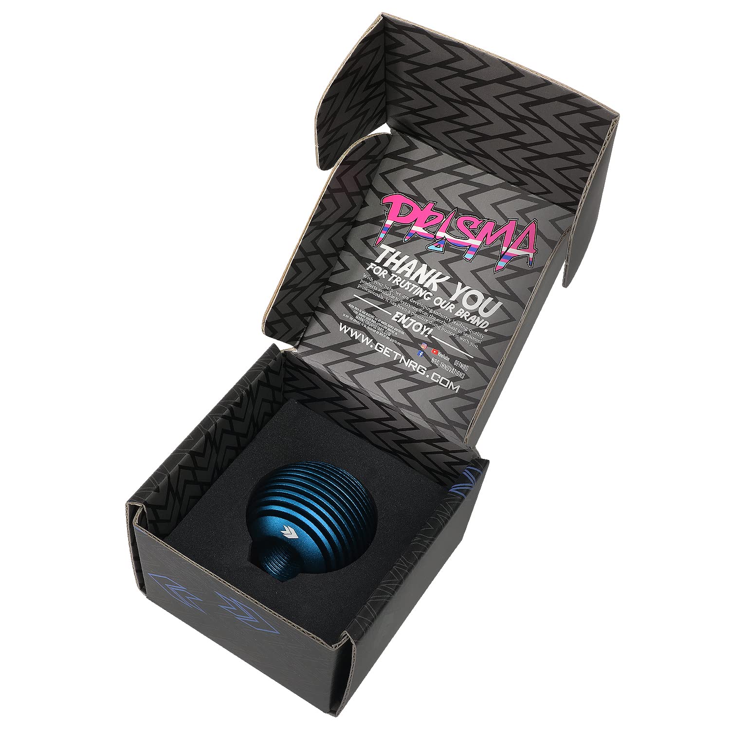 NRG Innovations Universal Aluminum SK-703BL Shift Knob with Thread Adapters, Heat Sink Style Round Ball Shape, Blue