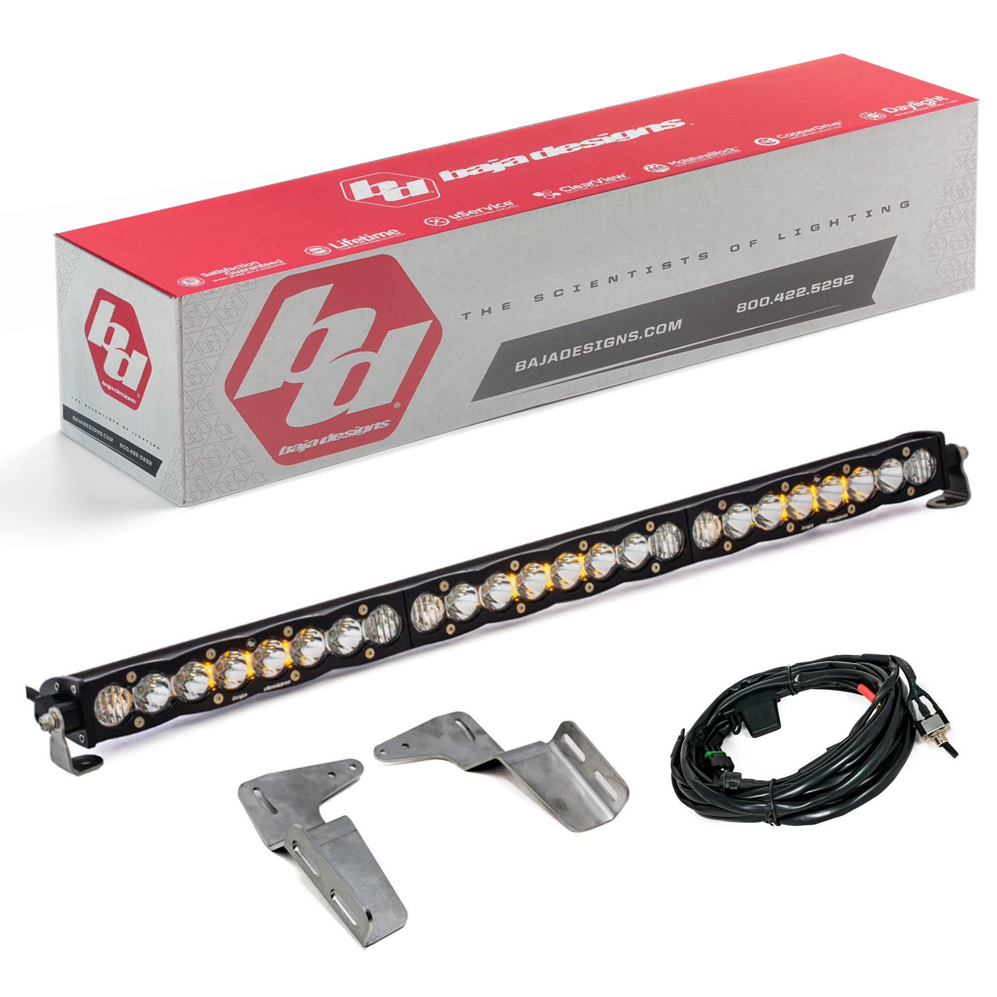 Baja Designs 30-inch S8 LED Bar Bumper Light Kit for Toyota Tacoma 2005-15 Truck (Driving/Combo; Clear)