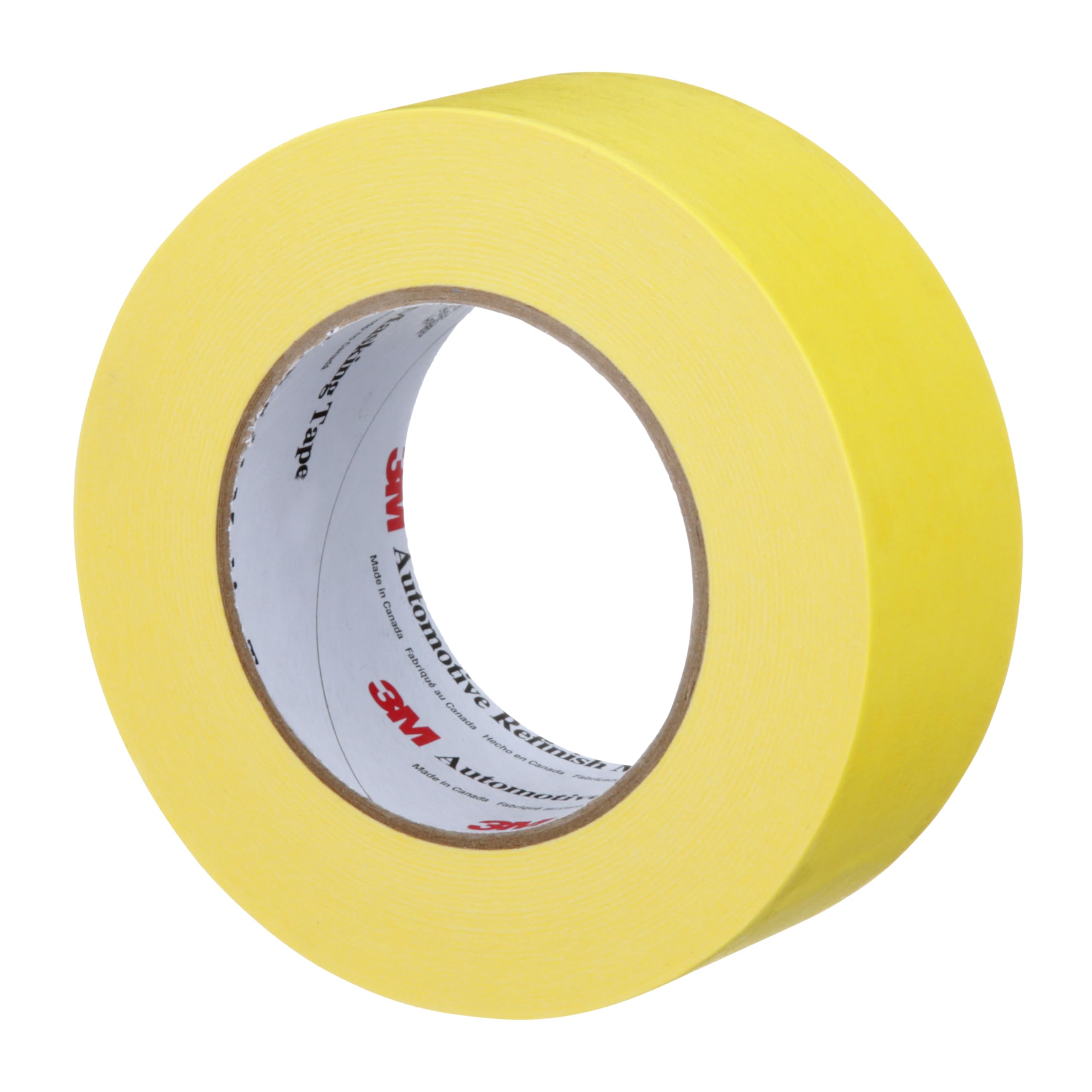 3M Automotive Masking Refinish Tape 388N, 06656, 48 mm x 55 m, Yellow, Crepe Backing, Moisture Resistant, Multi-Purpose, 1 Roll