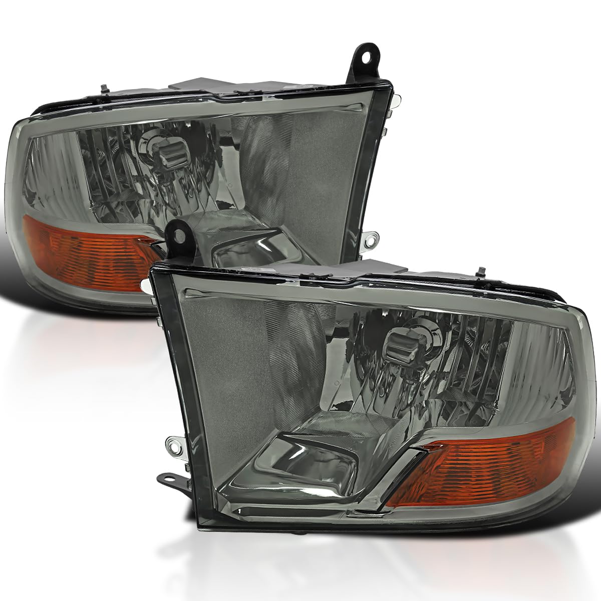 Light Smoke SPEC-D TUNING Headlights Compatible with 2009-2018 Dodge RAM 1500/2500/3500 L+R Pair Head Light Lamp Assembly