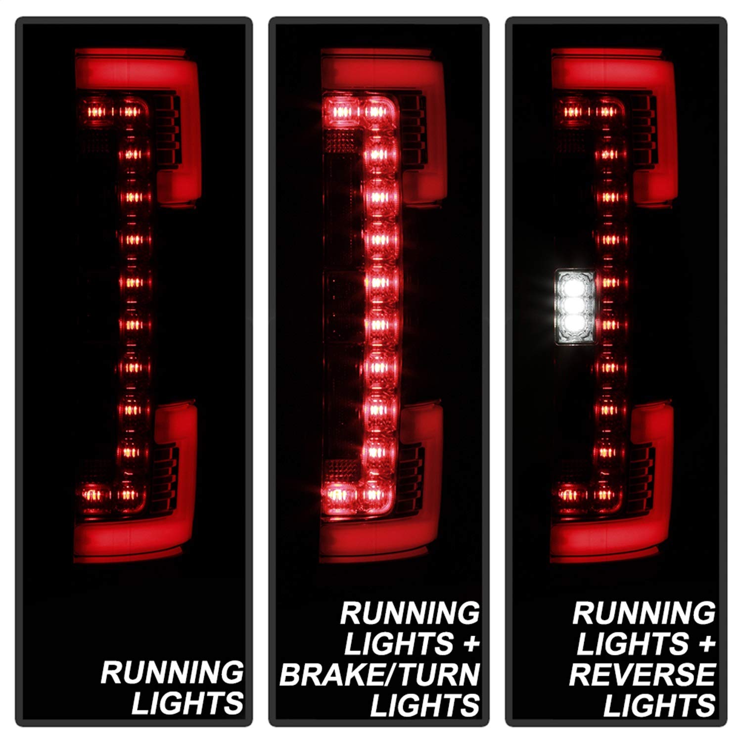 Ford F250 Superduty Spyder 17-18 Blind Spot Monitoring Model LED Tail Lights - Red Clear