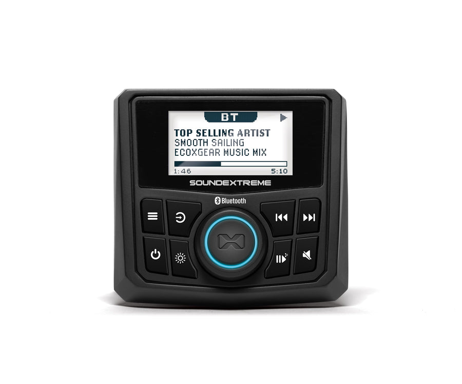 Marine AM/FM Stereo Receiver SoundExtreme by ECOXGEAR 200-Watt Waterproof Bluetooth Powersports with 6.5-inch Wired Speakers Kit (Gauge Style)