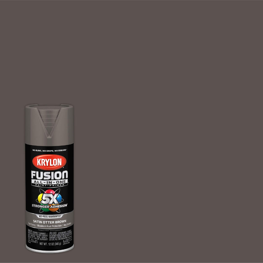 Krylon All-In-One Fusion Adhesive Spray Paint for Indoor/Outdoor Use, 12 oz, Otter Brown
