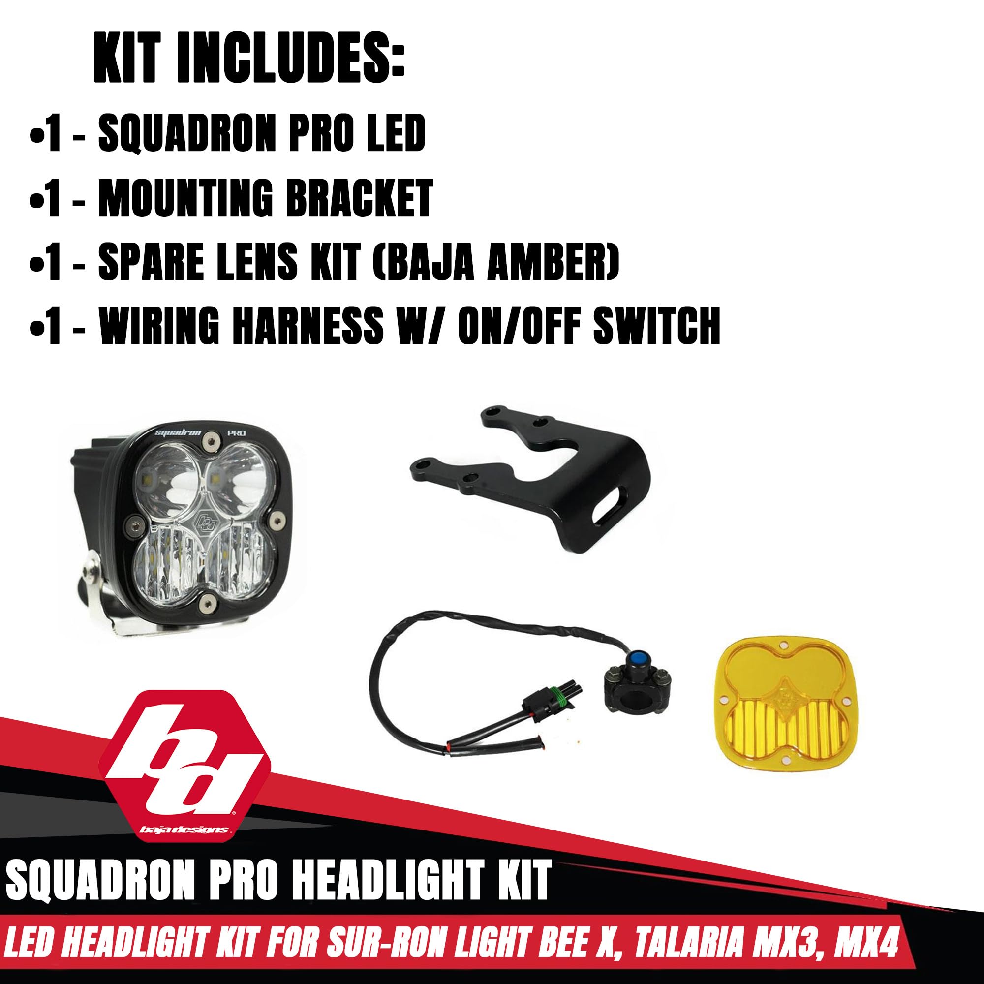 Squadron Pro Baja Designs Headlight Kit for Sur-Ron Light Bee X and Talaria MX3/MX4 (Driving Combo; Clear)