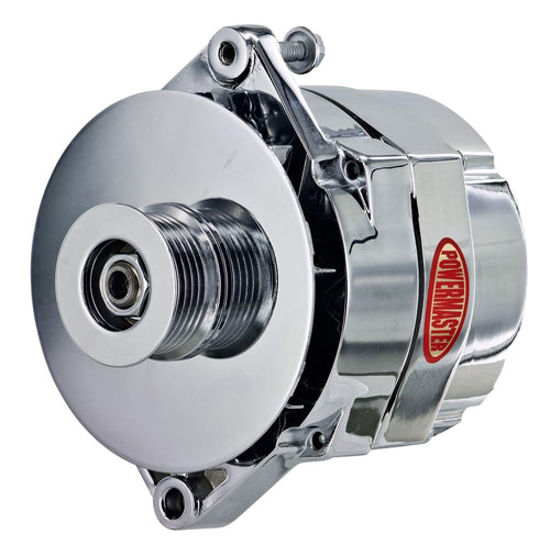 Chrome Powermaster 8-36140-344 Alternator (Upgrade 150A 6 Groove Pulley & Baffle 1 Wire Motorola Replacement 1" Mating flange)