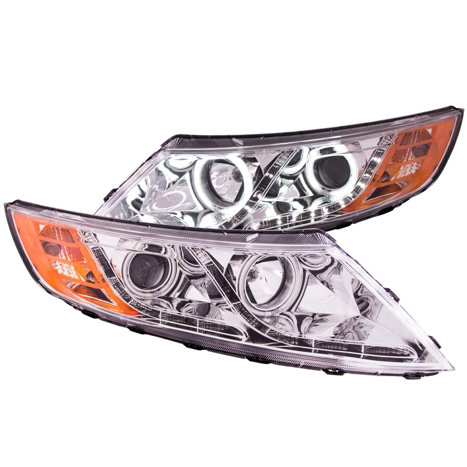 Chrome/Clear/Amber Halogen Projector Headlight AnzoUSA for Kia Optima