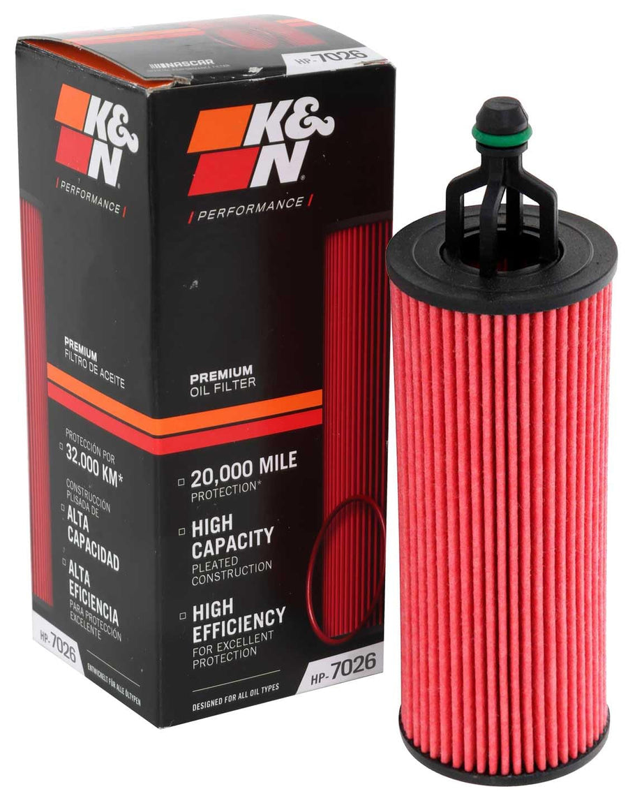K&N Oil Filter: High Capacity/High Efficiency, 20,000 Mile Engine Protection: Compatible with Select CHRYSLER/DODGE/JEEP/RAM (See Product Description for Select Products), HP-7026