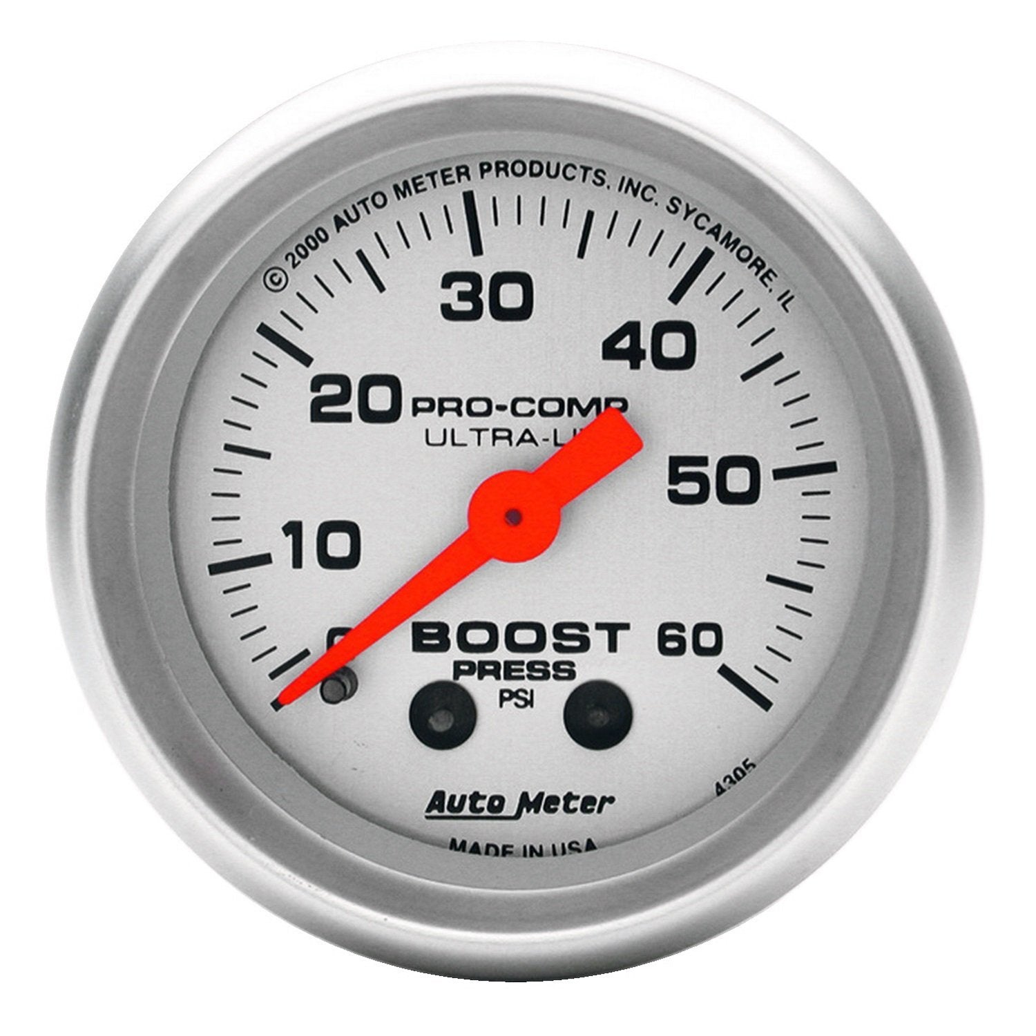 Auto Meter Ultra-Lite 4305 Mechanical Boost Gauge, Regular, 2.3125 in.