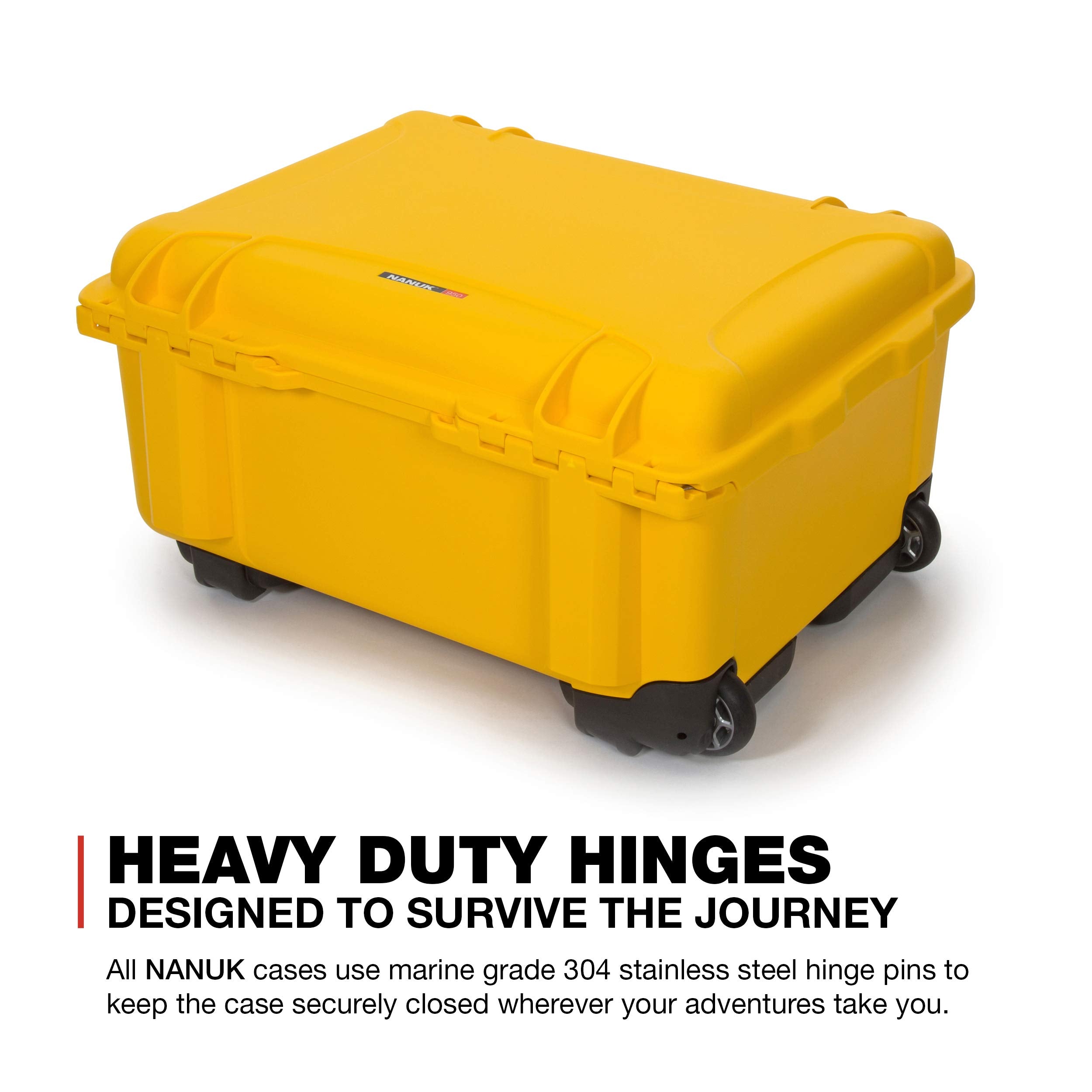 950 Nanuk Waterproof Hard Case for Pistols 15UP w/Wheels - Yellow