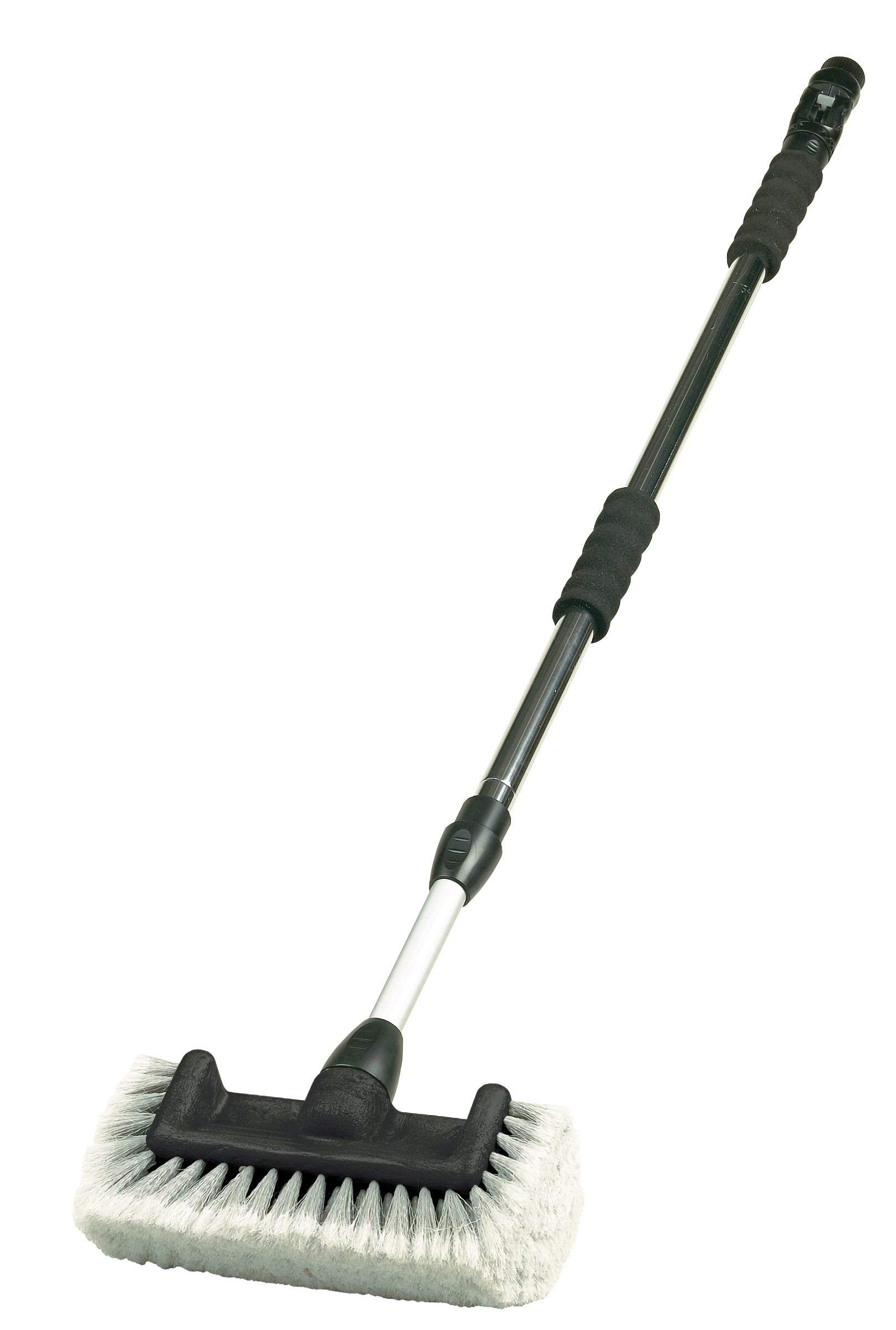 Carrand Flow-Thru 10" Quad Wash Brush with 71" Aluminum Extension Pole, black