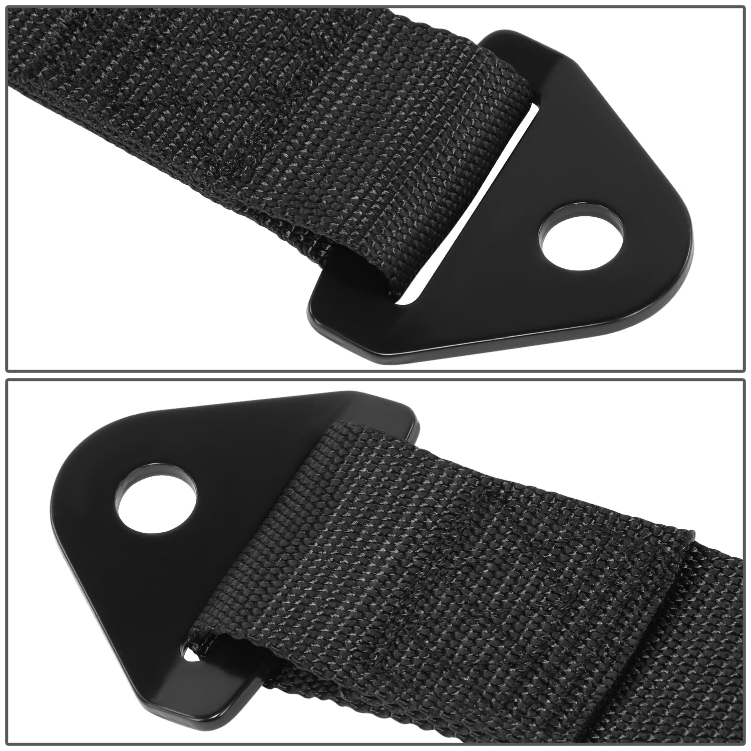 NRG Innovations 1.875 Inches Wide Nylon Belt Front/Rear Bumper Towing Strap, Black, 9.5" Strap Loop / 10.5" Strap to Bolt Eye, TOW-01BK