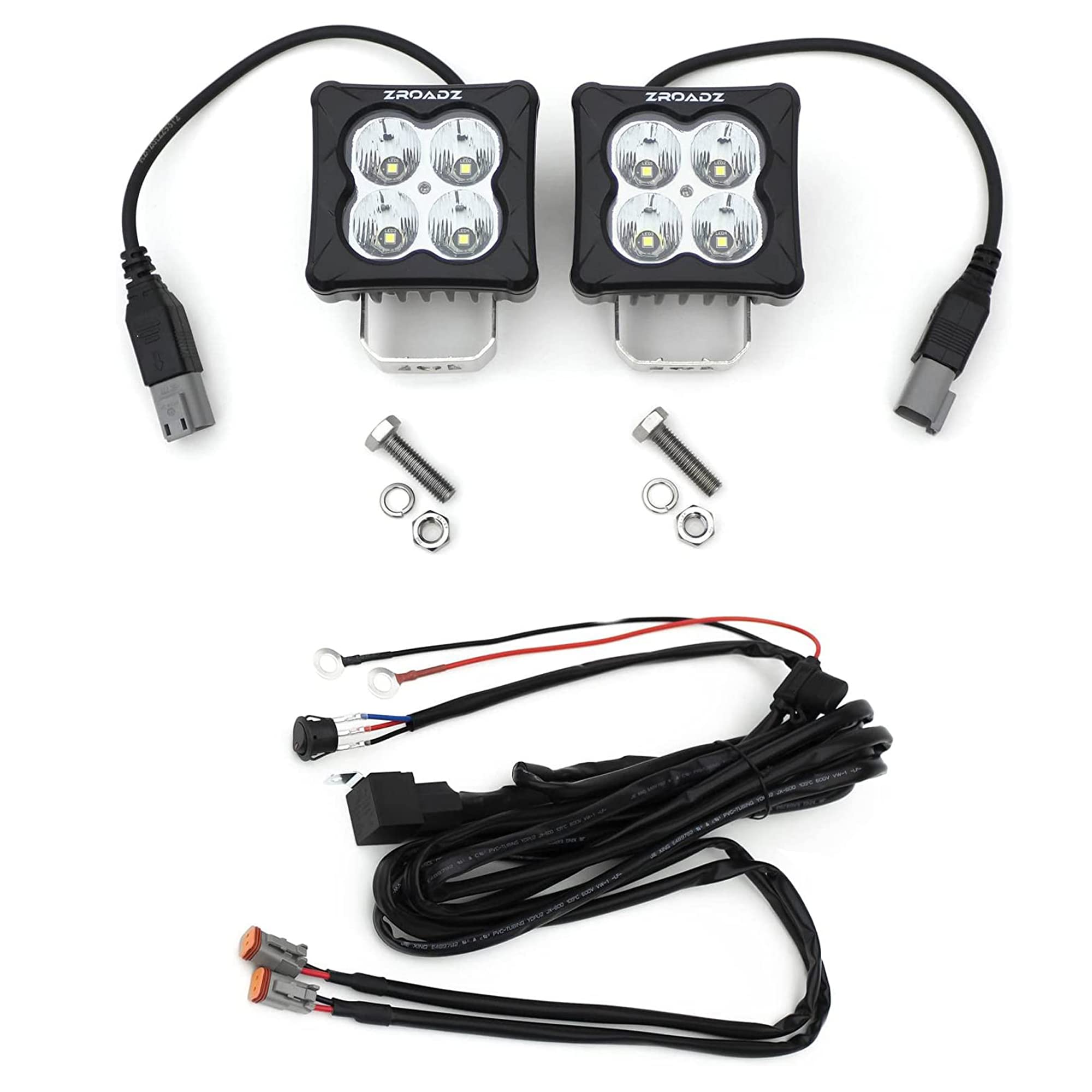 ZROADZ 3"Light Pod Kit, G2 Series, White, Flood 2 Piece w/Harness Z30BC20W-D3F-K