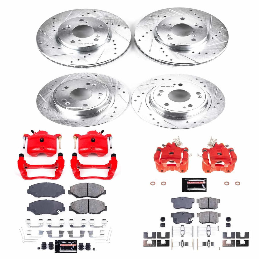 Power Stop Z23 KC2745, Front and Rear Brake Caliper Kit-Brake Rotors, Carbon Ceramic Brake Pads, Calipers For Honda Accord 2005 [Model Specific]