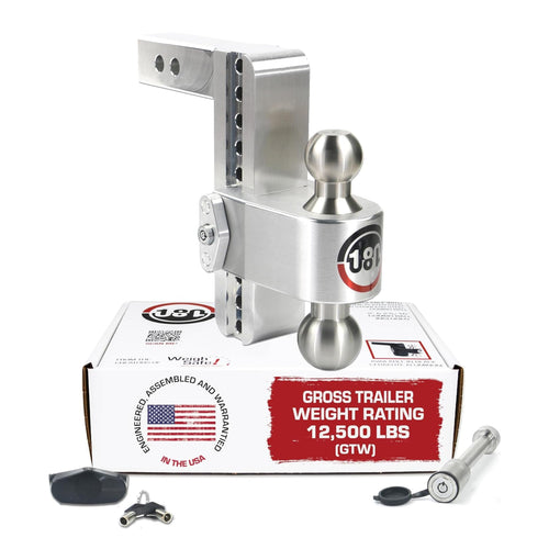 Weigh Safe Adjustable Hitch Trailer Ball Mount, 8" Adjustable Drop Hitch for 2" Receiver w/ 2 pc Keyed Alike Lock Set, Heavy Duty Aluminum Trailer Tow Hitch w/Stainless Steel Tow Balls, 12,500 lbs GTW
