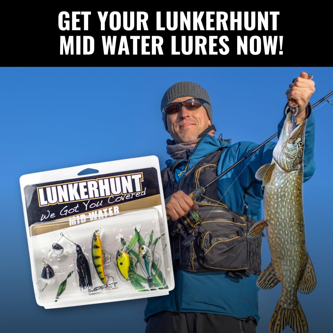 MID LUNKERHUNT Water Crankbaits – 4-Pack | Premium Hard Bait Fishing Lures for Bass, Walleye & Saltwater | Ideal for Deep Water Action