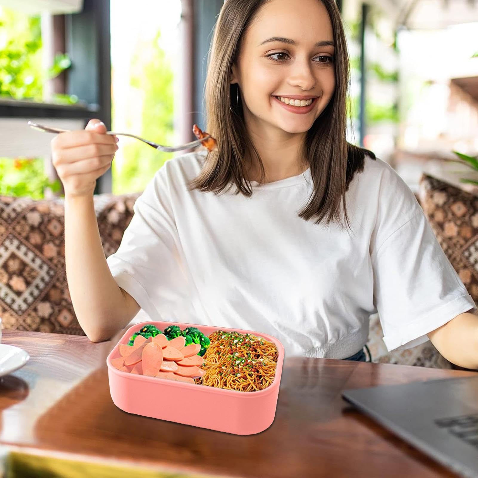 Silicone Lunch Box AAKG, Silicone Lunch Container, Food Grade Portable Silicone Food Box | Microwave Lunch Bag Safe Food Container