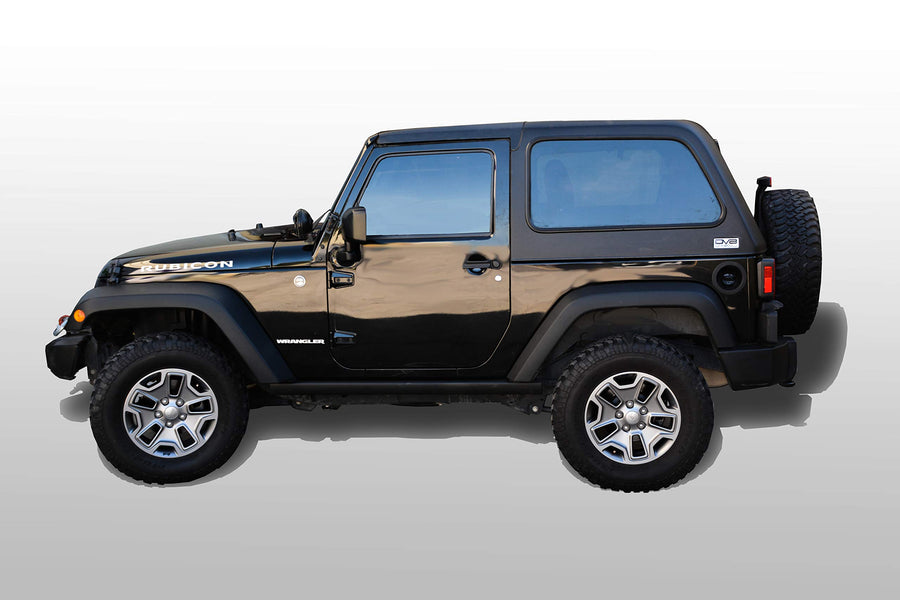 Fastback Hard Top DV8 Offroad designed for the 2007-2018 Jeep Wrangler JK 2 Door