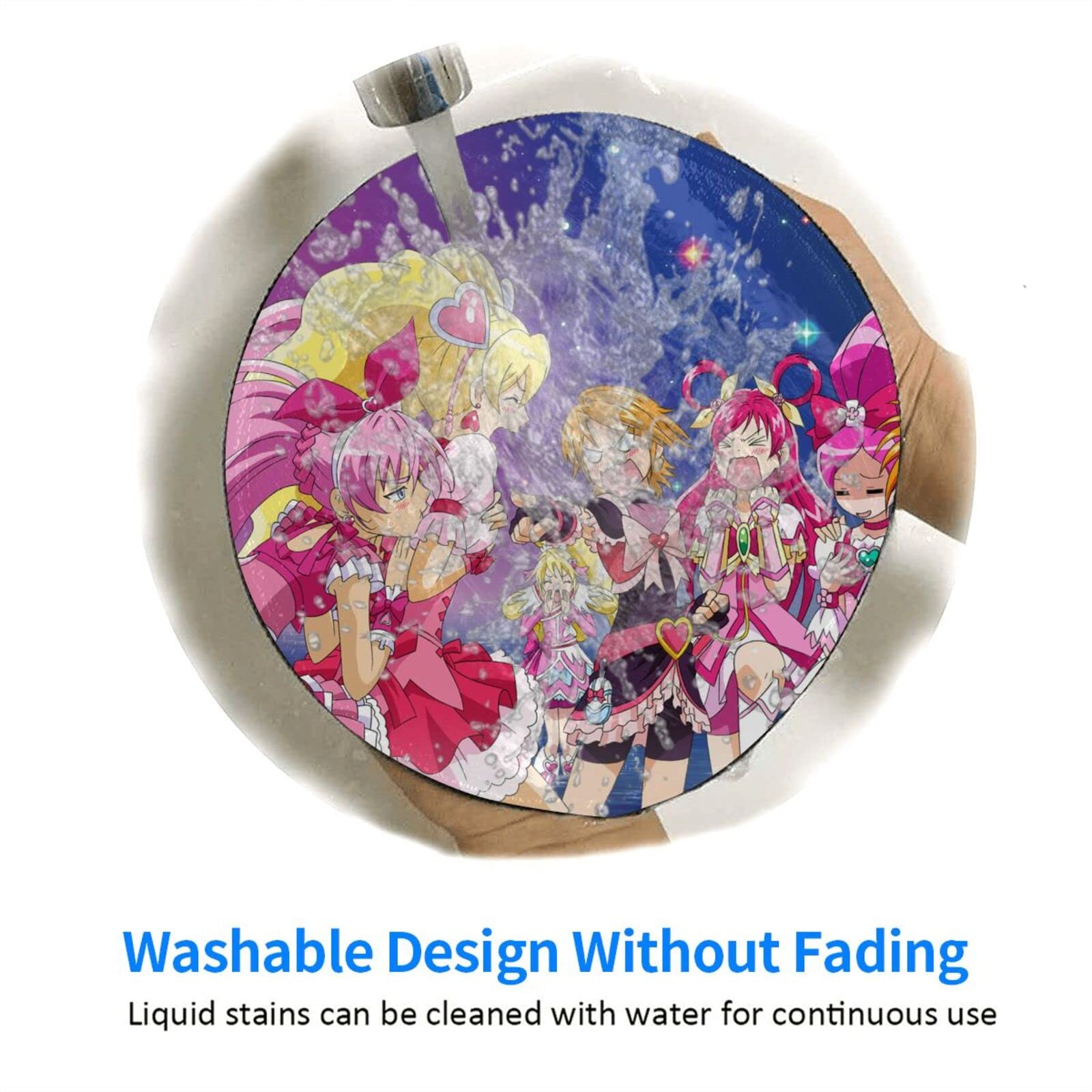 Cute Pretty Cure Round Mouse Pad, Gaming Mouse Pad, Waterproof, Anti-Slip, Durable, Stylish, Mouse Pad, for Office and Home, 2 Pieces