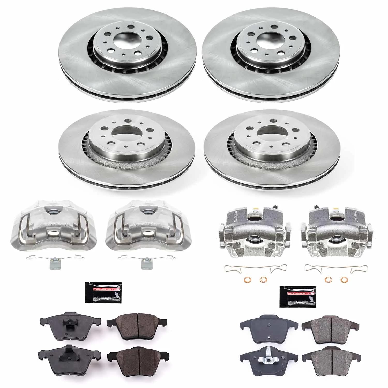 Power Stop KCOE4502 Front and Rear Autospecialty Caliper Kit-OE Rotors, Ceramic Brake Pads, Calipers For Volvo XC90 2003-2014 [Model Specific]