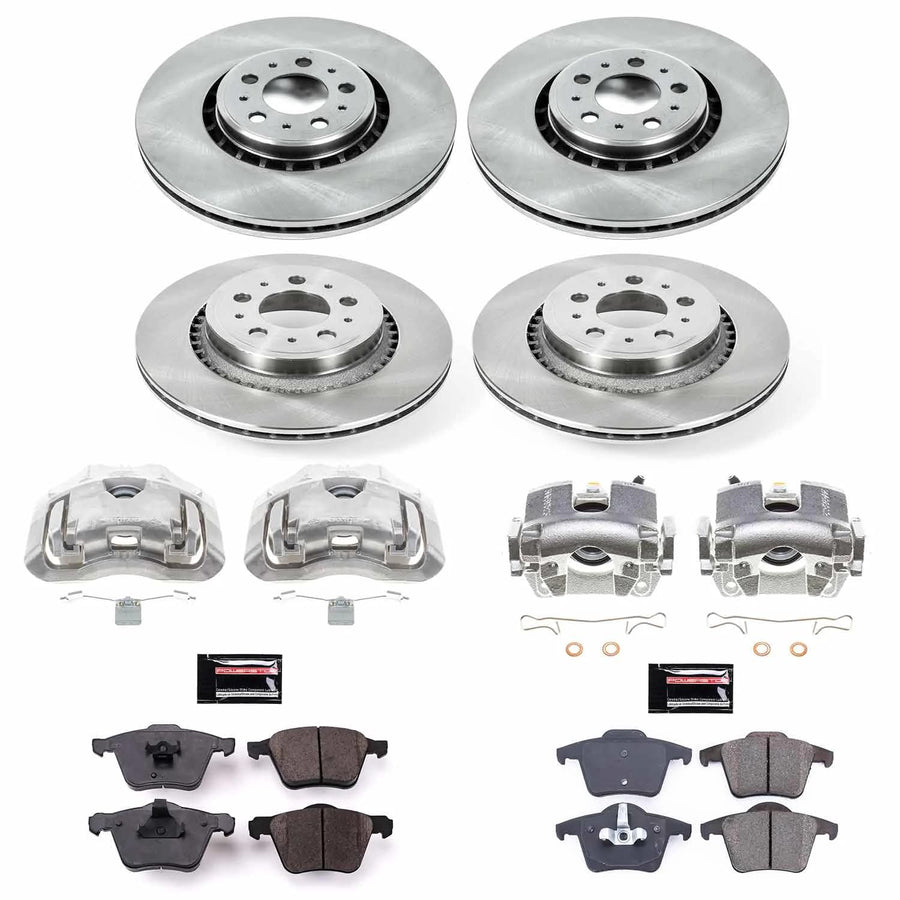 Power Stop KCOE4502 Front and Rear Autospecialty Caliper Kit-OE Rotors, Ceramic Brake Pads, Calipers For Volvo XC90 2003-2014 [Model Specific]