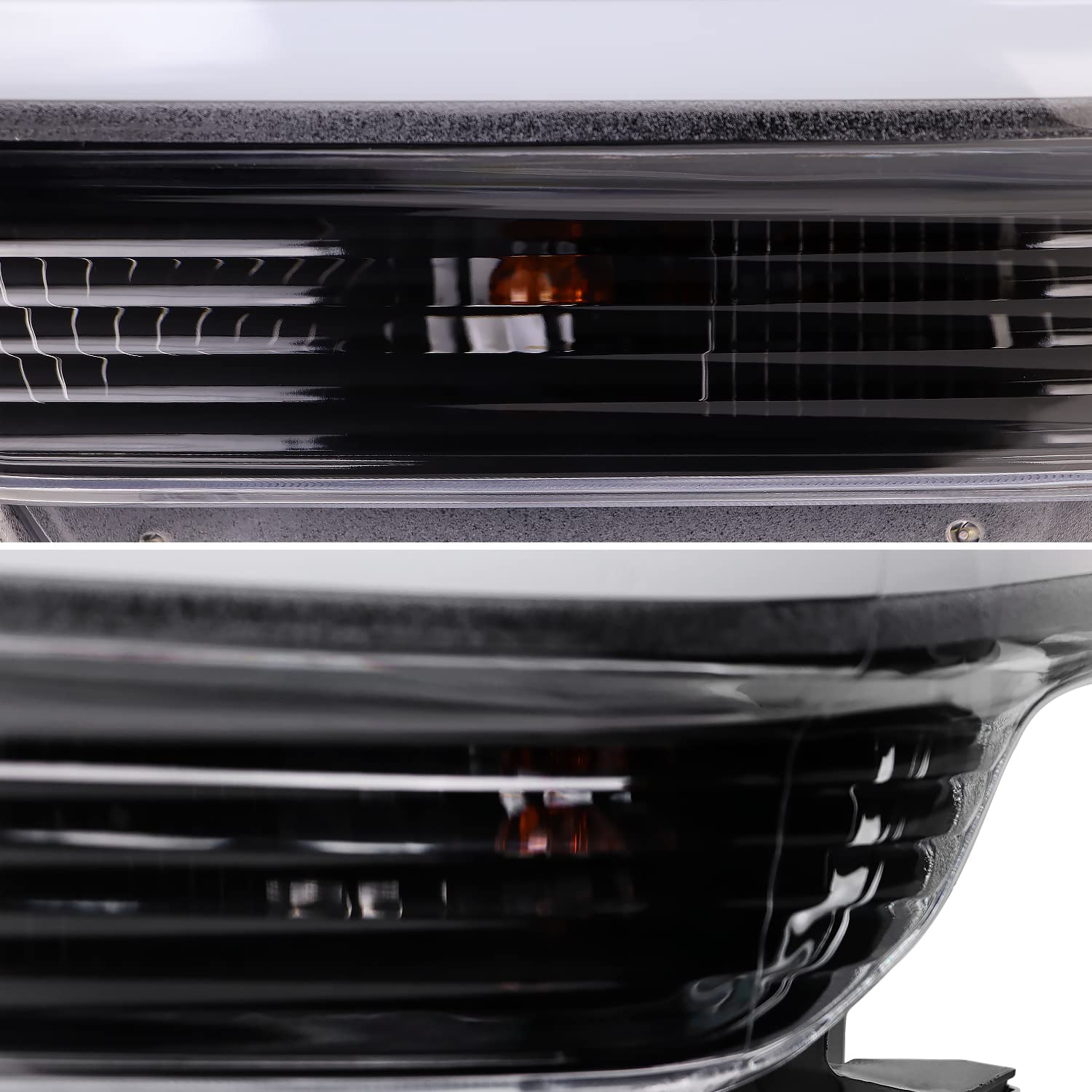Jet Black SPEC-D TUNING Projector Headlights w/LED Bar Compatible with 2019-2024 Dodge Ram 2500, 3500, 4500, Left + Right Pair Headlamps Assembly