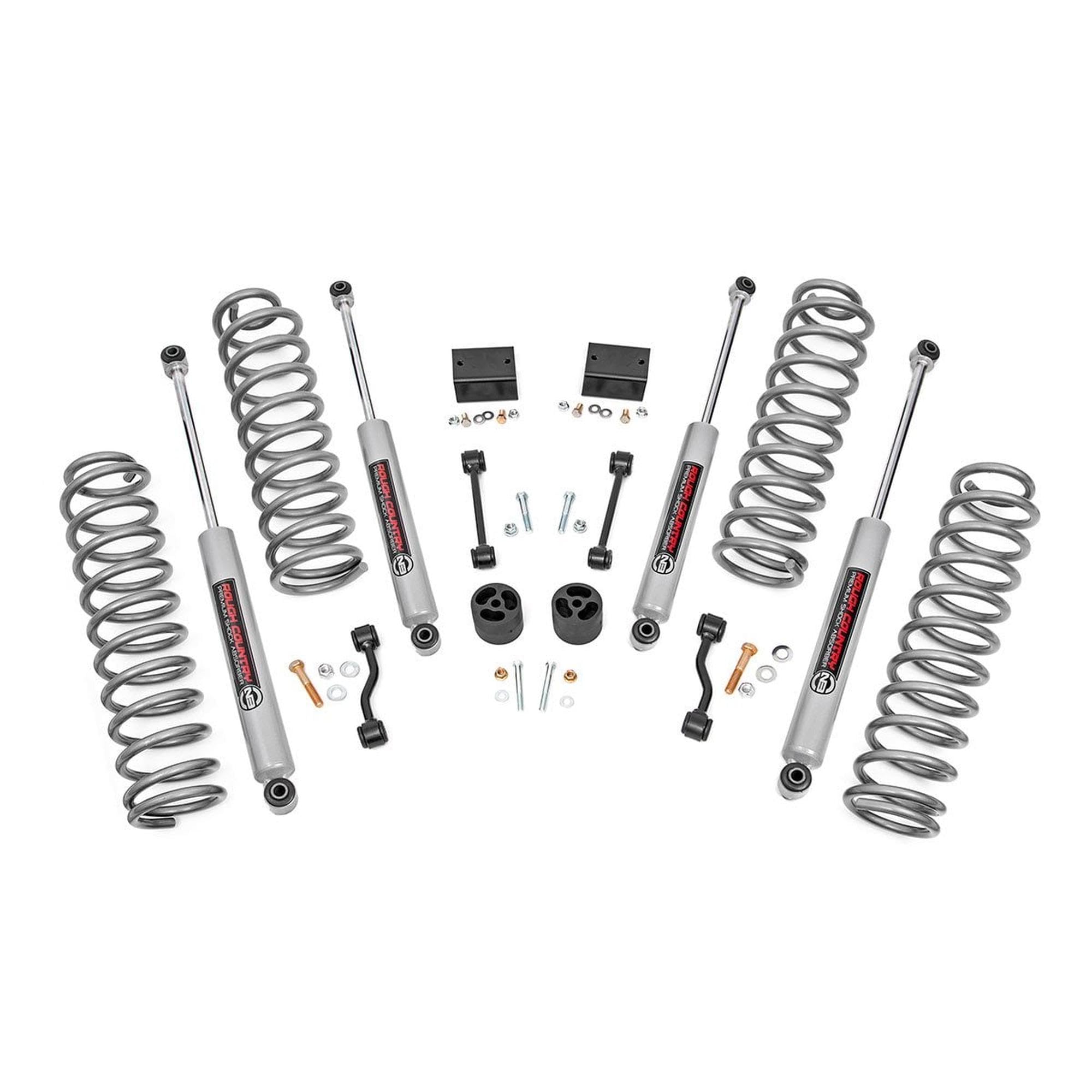 Rough Country 2.5" Lift Kit for Jeep Wrangler Unlimited 4-Door w/ N3 Shocks (2024-2025) - Balanced Suspension System for Road Comfort & Trail Readiness