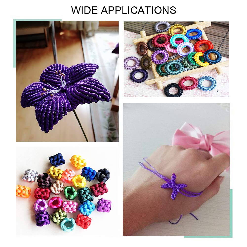 About 100 Yards JEWELEADER Braided Nylon Craft Thread Cord 0.8mm Satin Trim Cord Chinese Knotting Beading Cord for DIY Jewellery Making Macrame Kumihimo Shamballa Friendship Bracelets - Light Coral