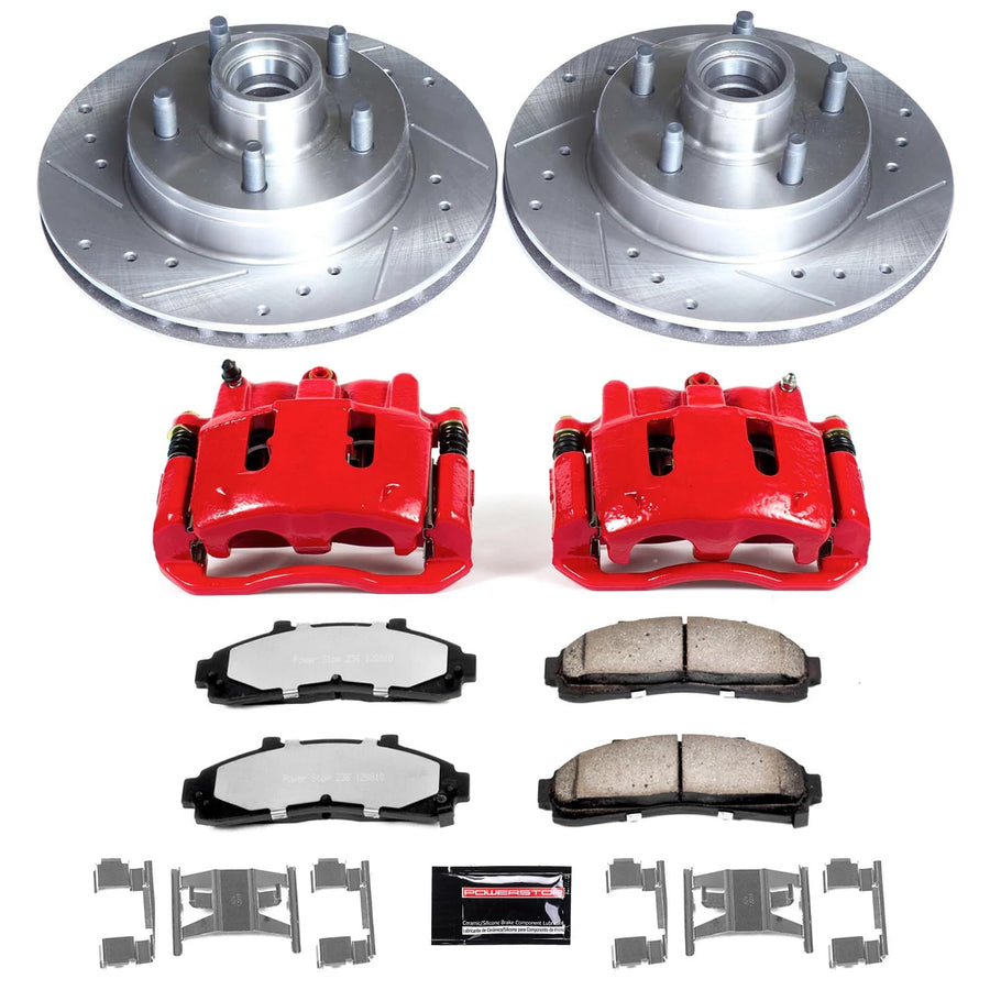 Power Stop Z36 KC5079-36 Truck & Tow Front Brake Caliper Kit-Brake Rotor, Brake Pads & Calipers For Ford Ranger, Mazda B2300, Mazda B3000, Mazda B4000 [Model Specific]