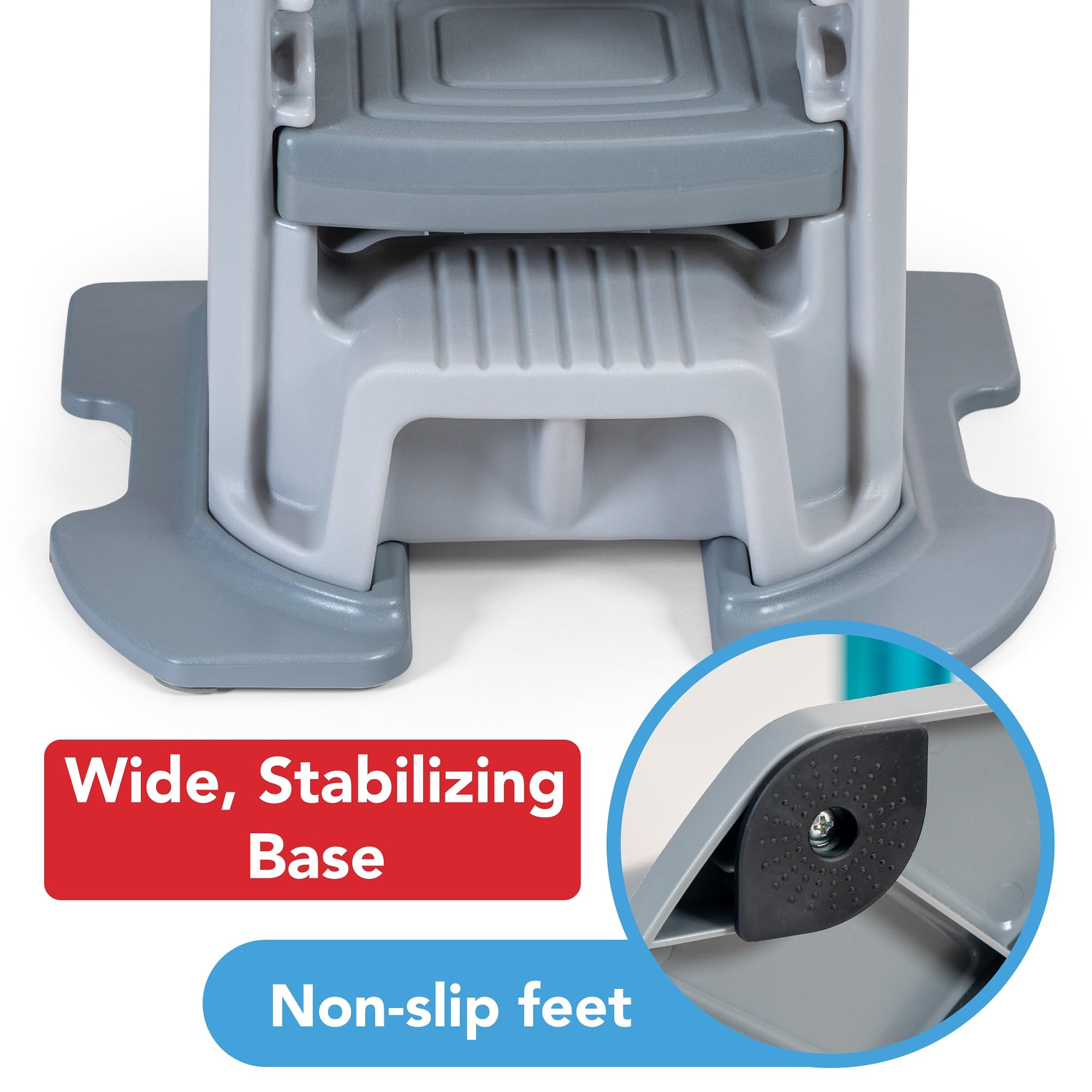 Simplay3 Montessori Toddler Tower Standing Kitchen Step Stool with Sturdy Stabilizing Base and Adjustable Platform, 20.5" D x 26" W x 34.5" H, Ages 18 Months to 5 Years, Gray