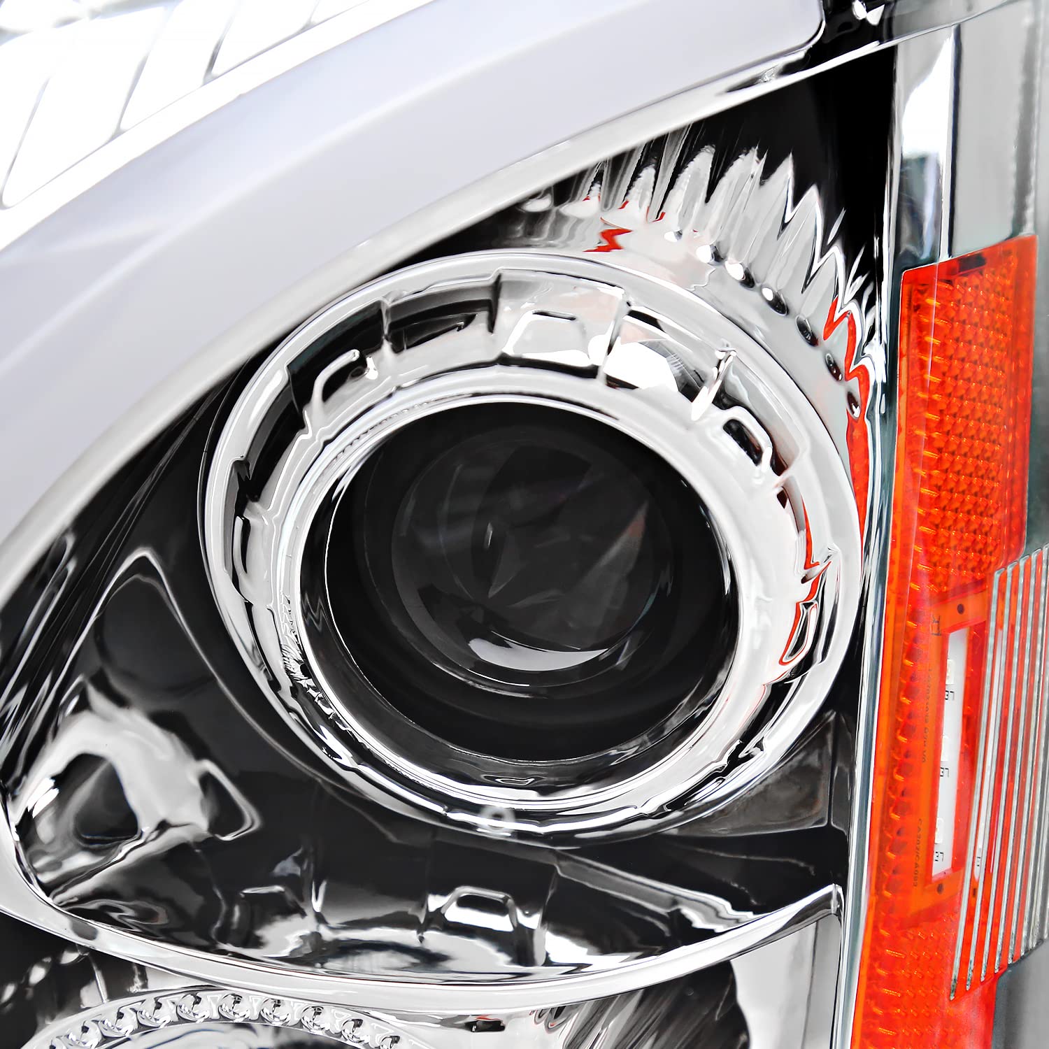 Chrome LED Switchback Projector Headlights SPEC-D TUNING Compatible with 2008-2014 Cadillac CTS, Left + Right Pair Headlamps Assembly