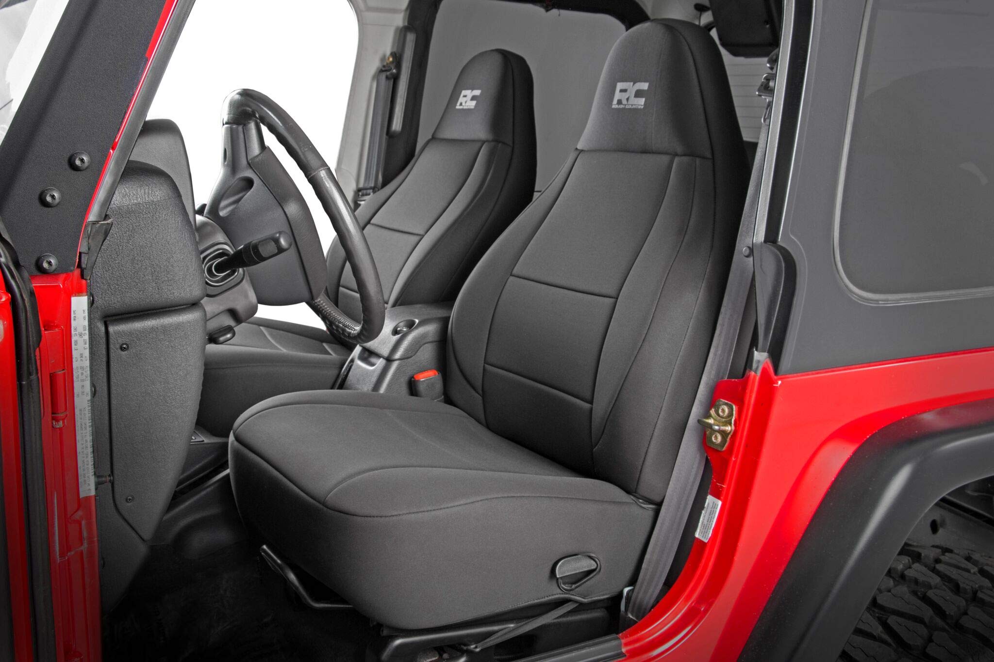 Rough Country Seat Covers Neoprene for Jeep Wrangler YJ (1991-1995) - Waterproof & UV Resistant, Foam Padded, Front & Rear Seat Cover Set