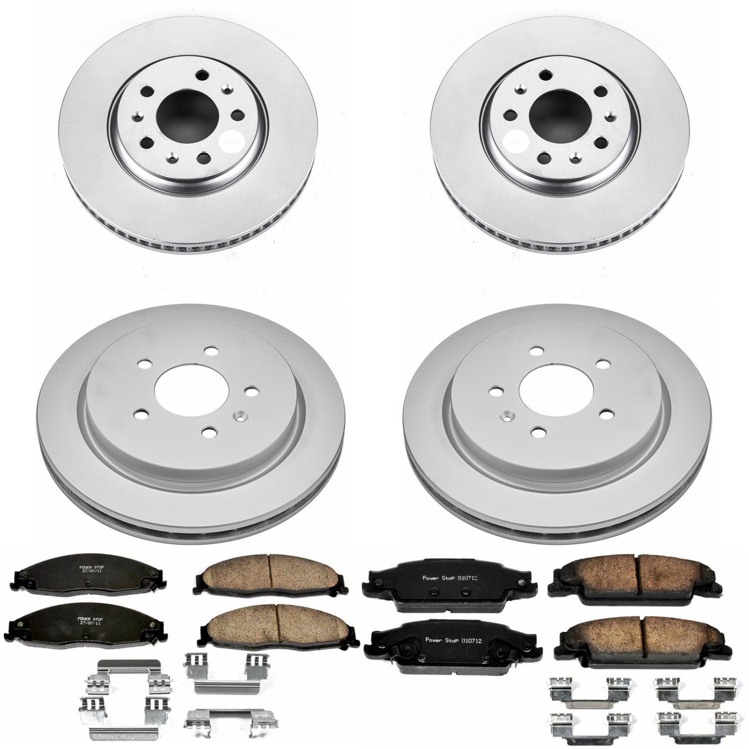 Power Stop CRK1424 Brake Rotor & Coated Ceramic Brake Pads- front & rear For Cadillac STS 2005-2008 [Model Specific]
