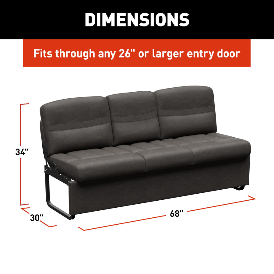 68" Thomas Payne Signature McCoy RV Jackknife Sleeper Sofa with Matching Kickboard, Easy Transition, High-Density Foam Cushioning, Fold-Down Center, Dual Cupholders - 2024044398