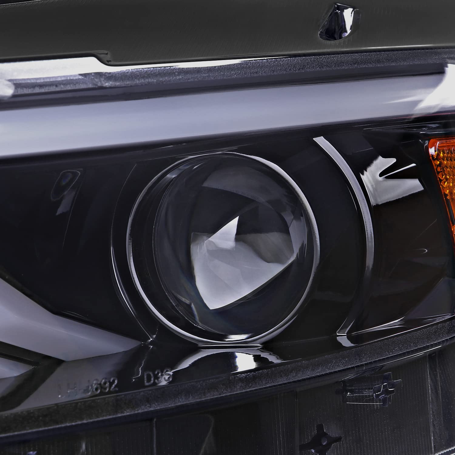 Glossy Black Smoke SPEC-D TUNING Projector Headlights w/Sequential LED Turn Signal Compatible with 2015-2017 Ford Mustang Coupes w/HID/Xenon, Left + Right Headlamp Assembly